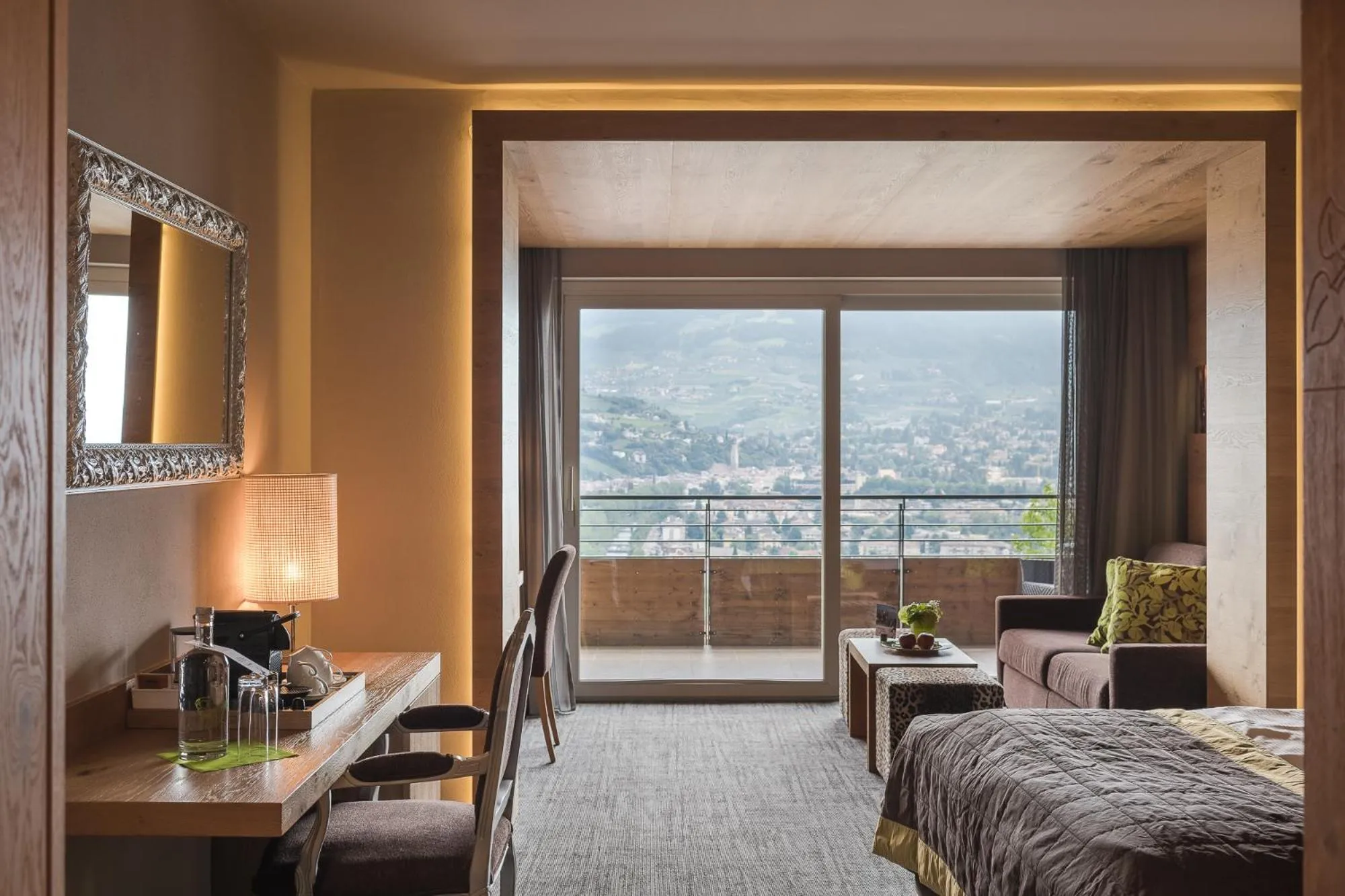 View (from property/room), Bed in La Maiena Meran Resort