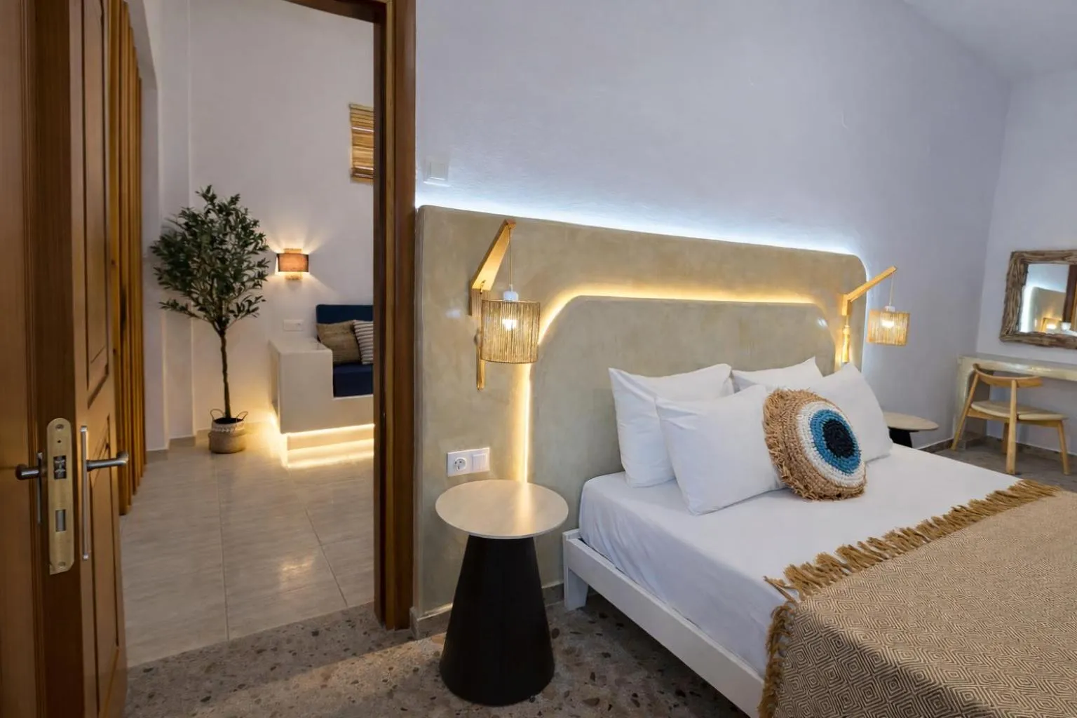 Bed in Papafotis Apartments & Suites