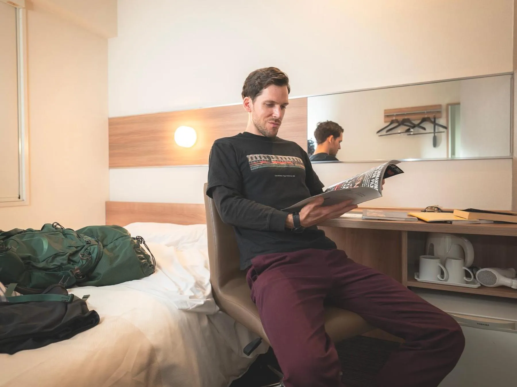 People, Bed in Super Hotel Nara Shin Omiya Ekimae