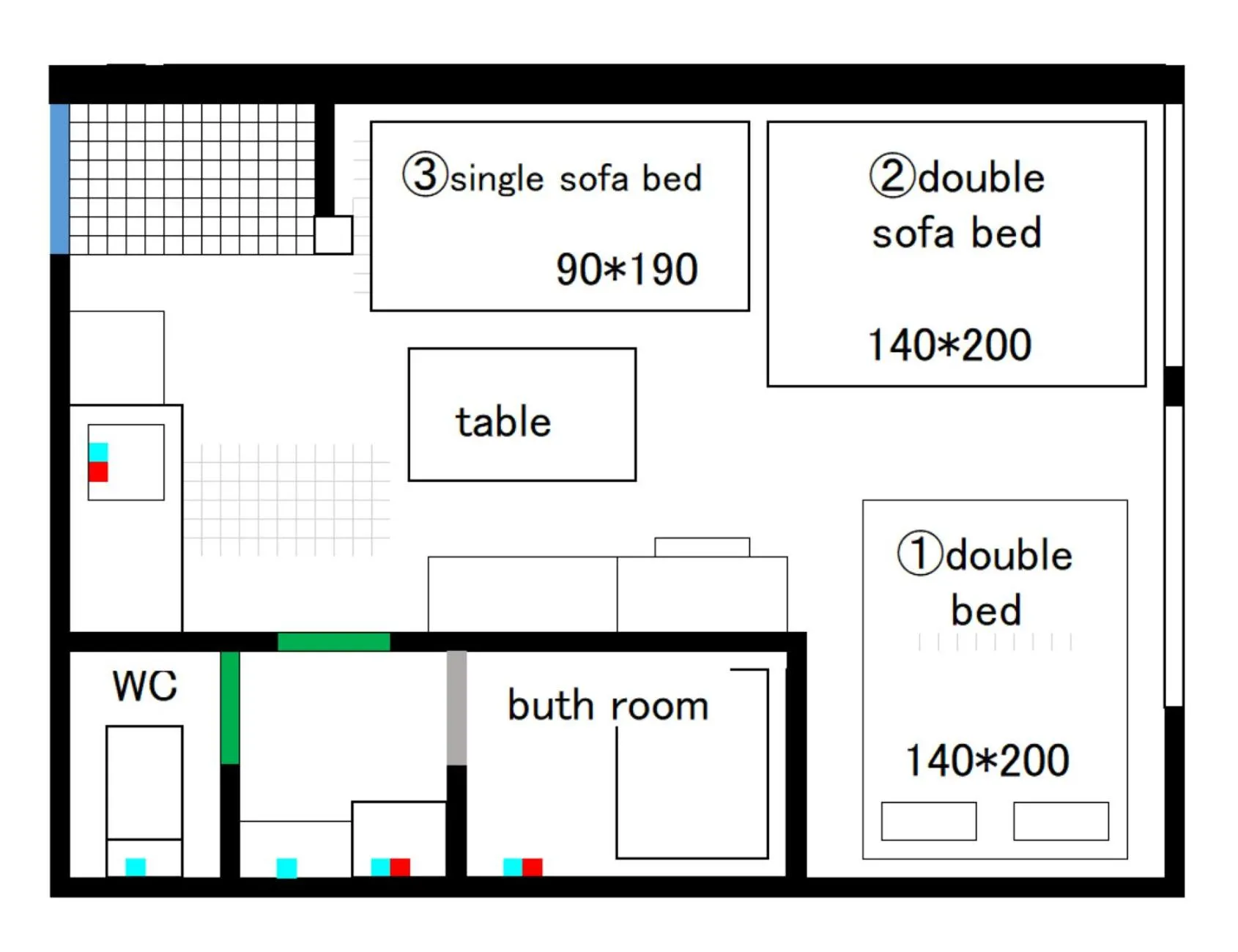 Floor plan, Bed in Royce Enmachi