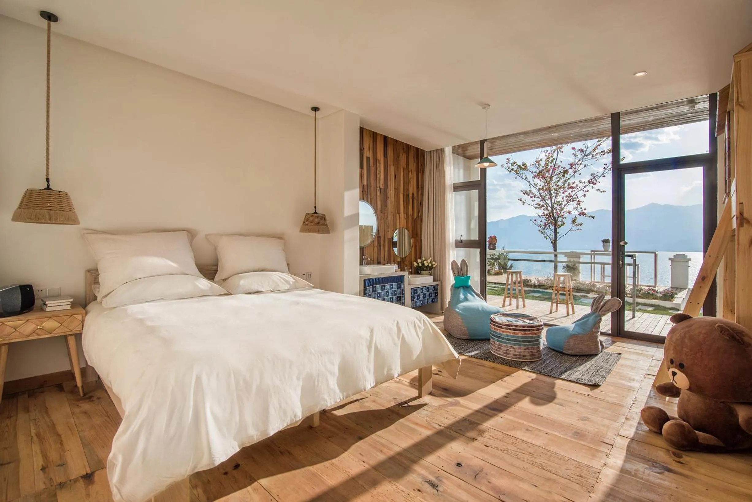 Bed in Yuanshanqing·Stone Hill Seaview Guesthouse