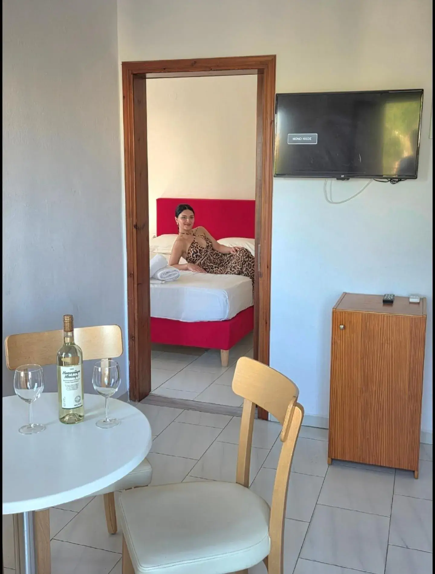 Living room, Bed in Arhodiko Hotel Living room, Bed in Arhodiko Hotel