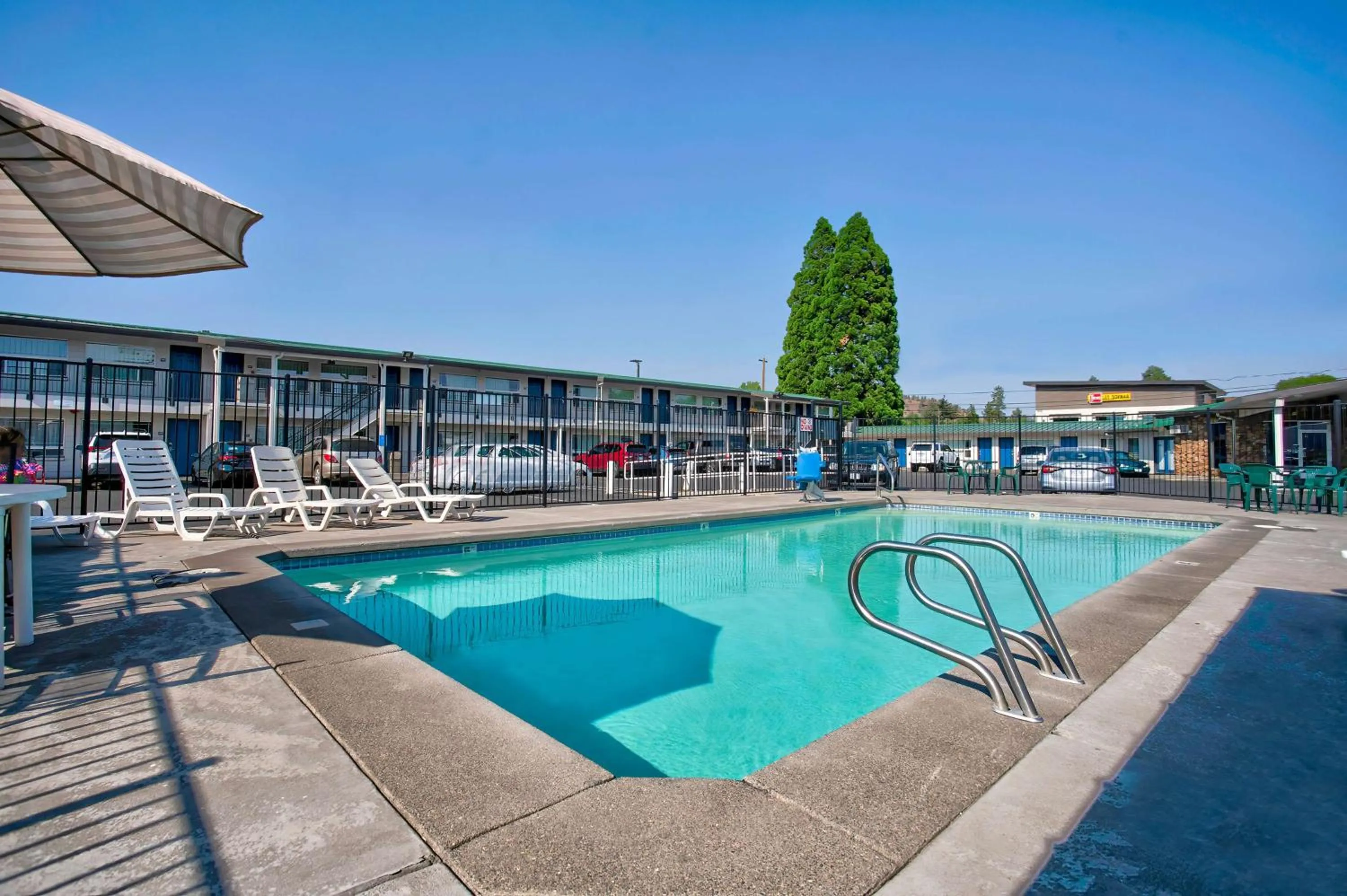 Pool view in Motel 6-Bend, OR