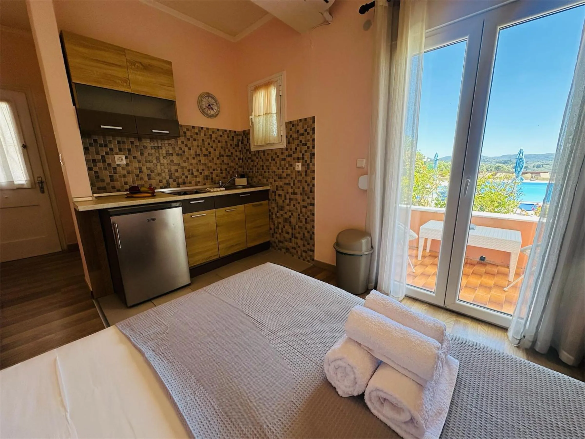 Bed in Nikos Apartments Corfu