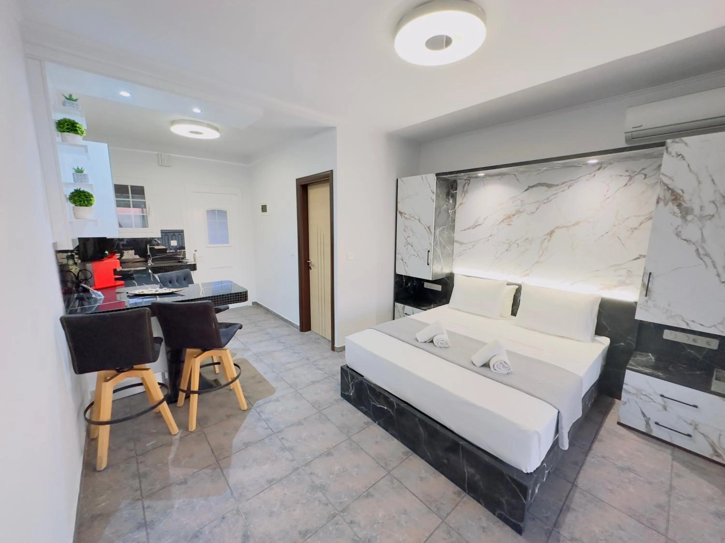 View (from property/room), Bed in Nikos Apartments Corfu