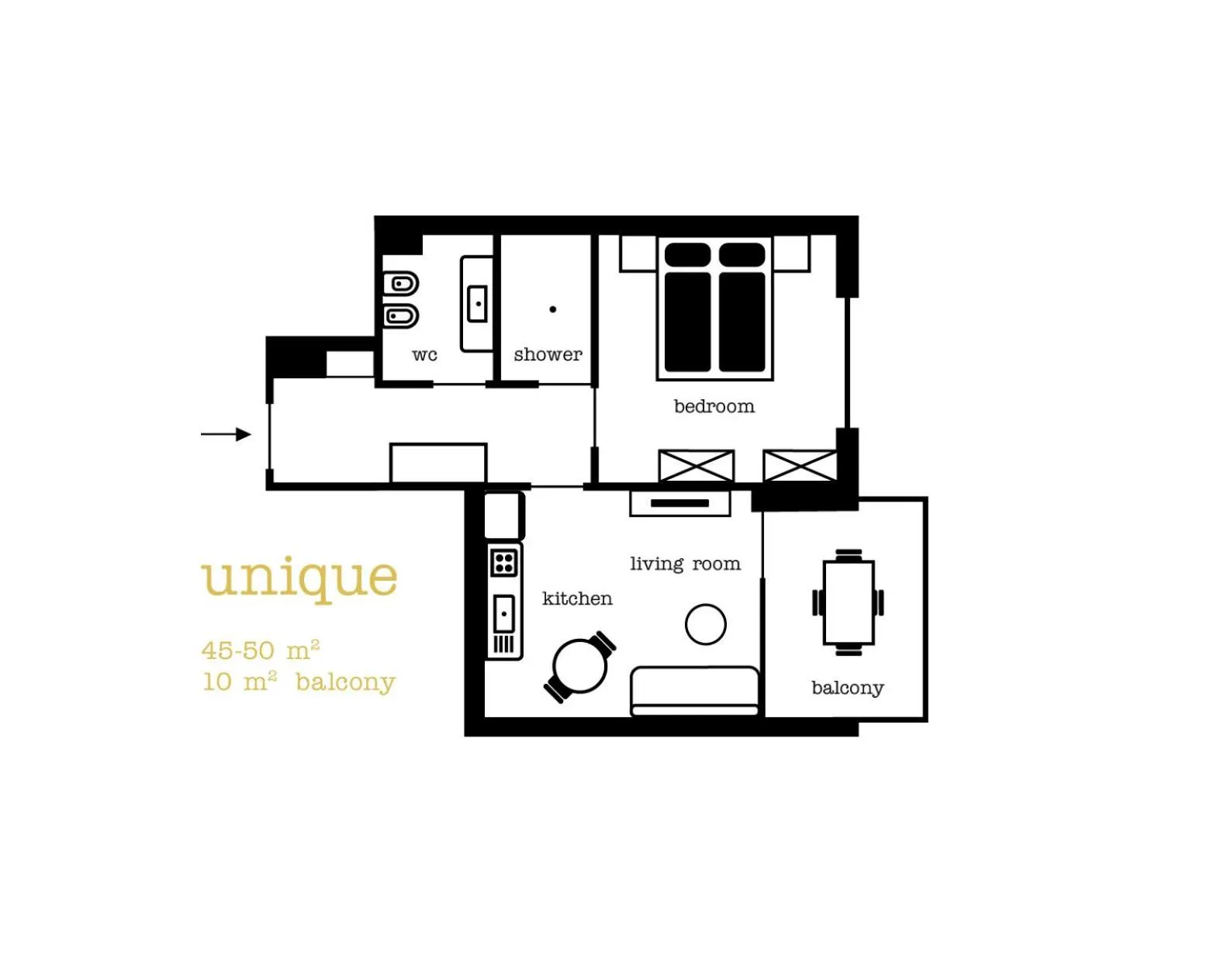 Floor plan in goldfinger + suites