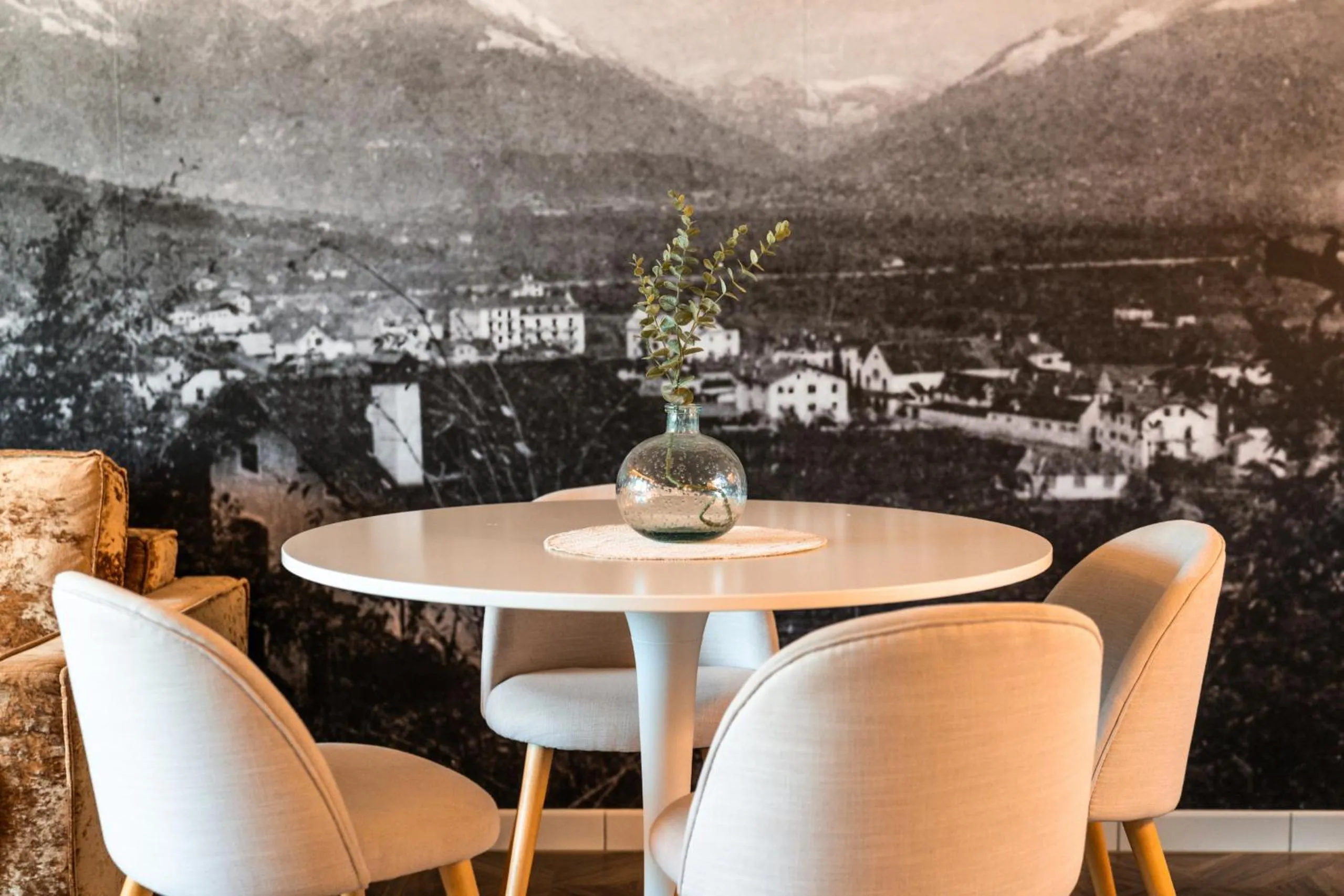 Seating area in goldfinger + suites