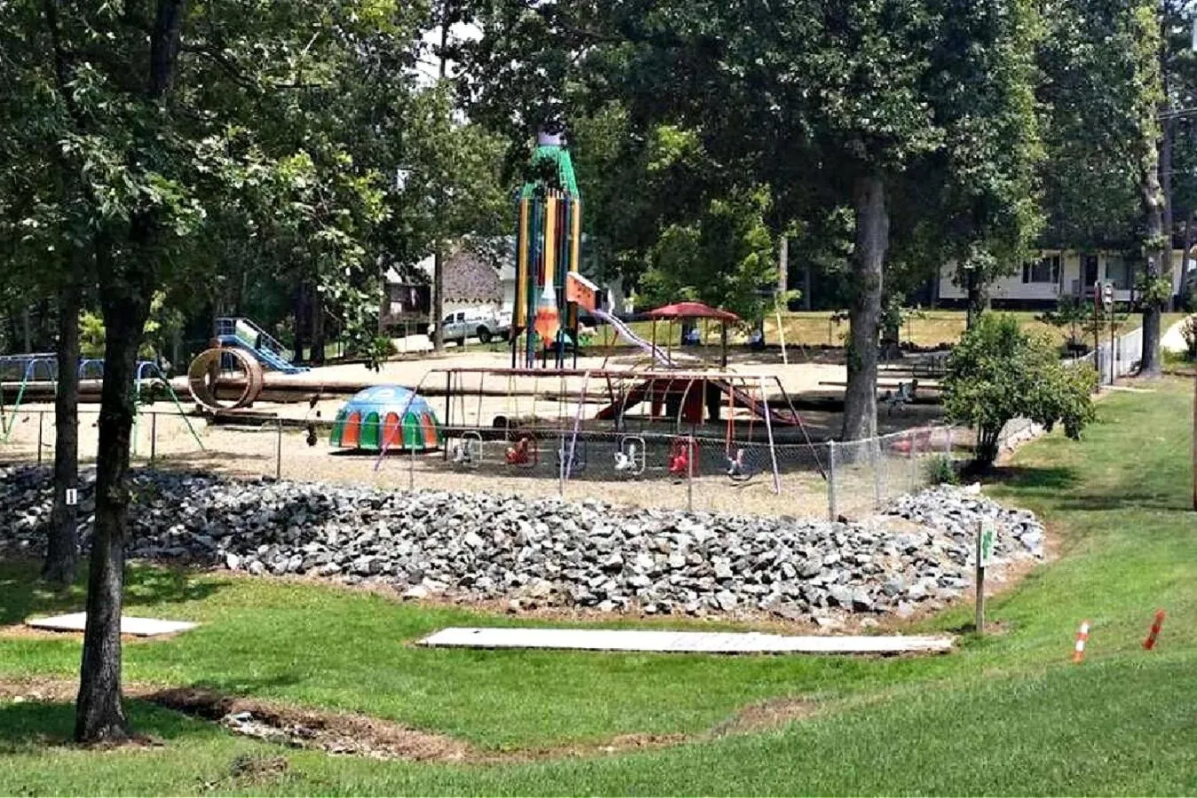 Children play ground in Secluded Home with Mini Waterfall and a Creek in Hot Springs