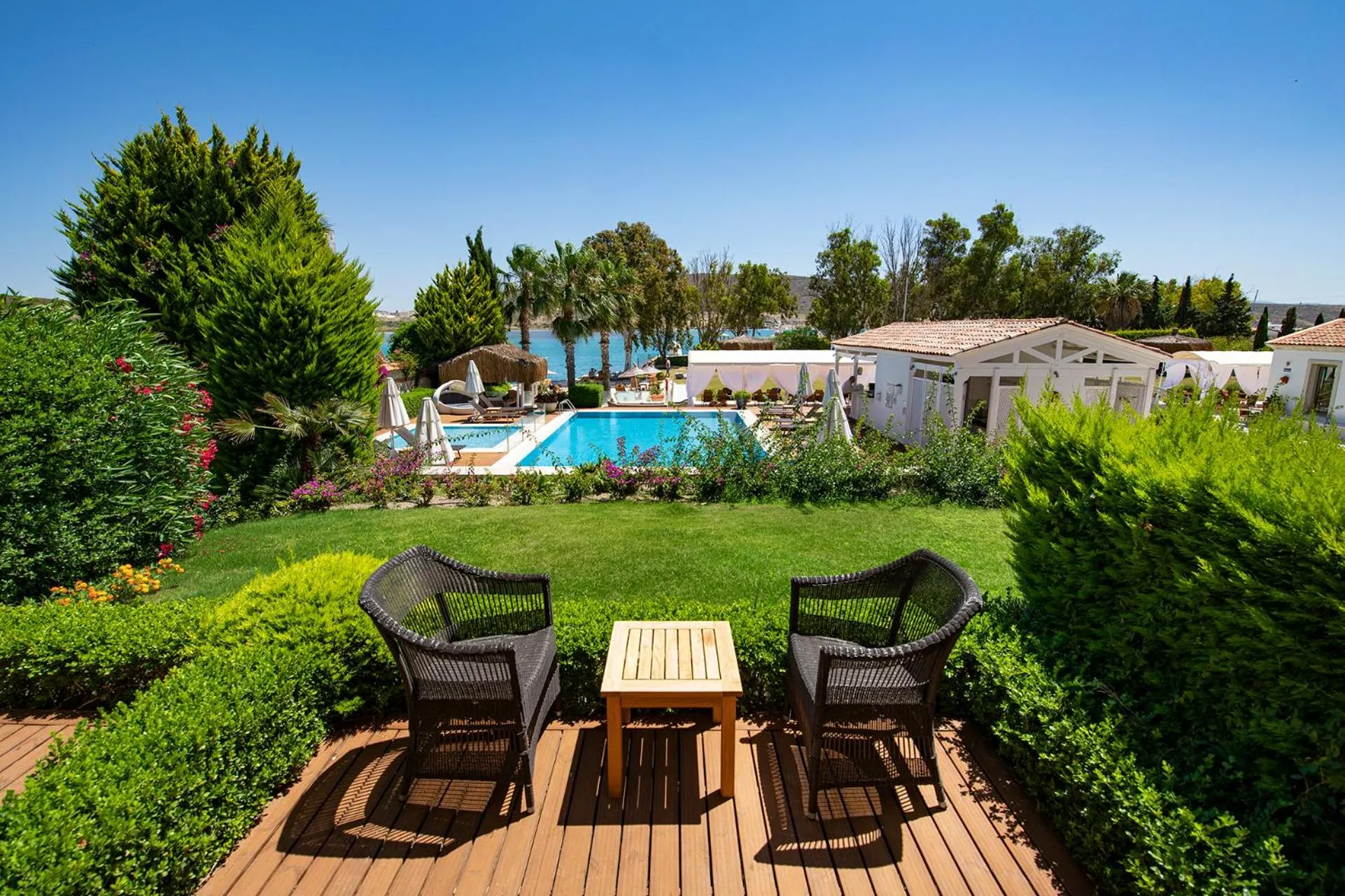 Pool view in Antmare Hotel