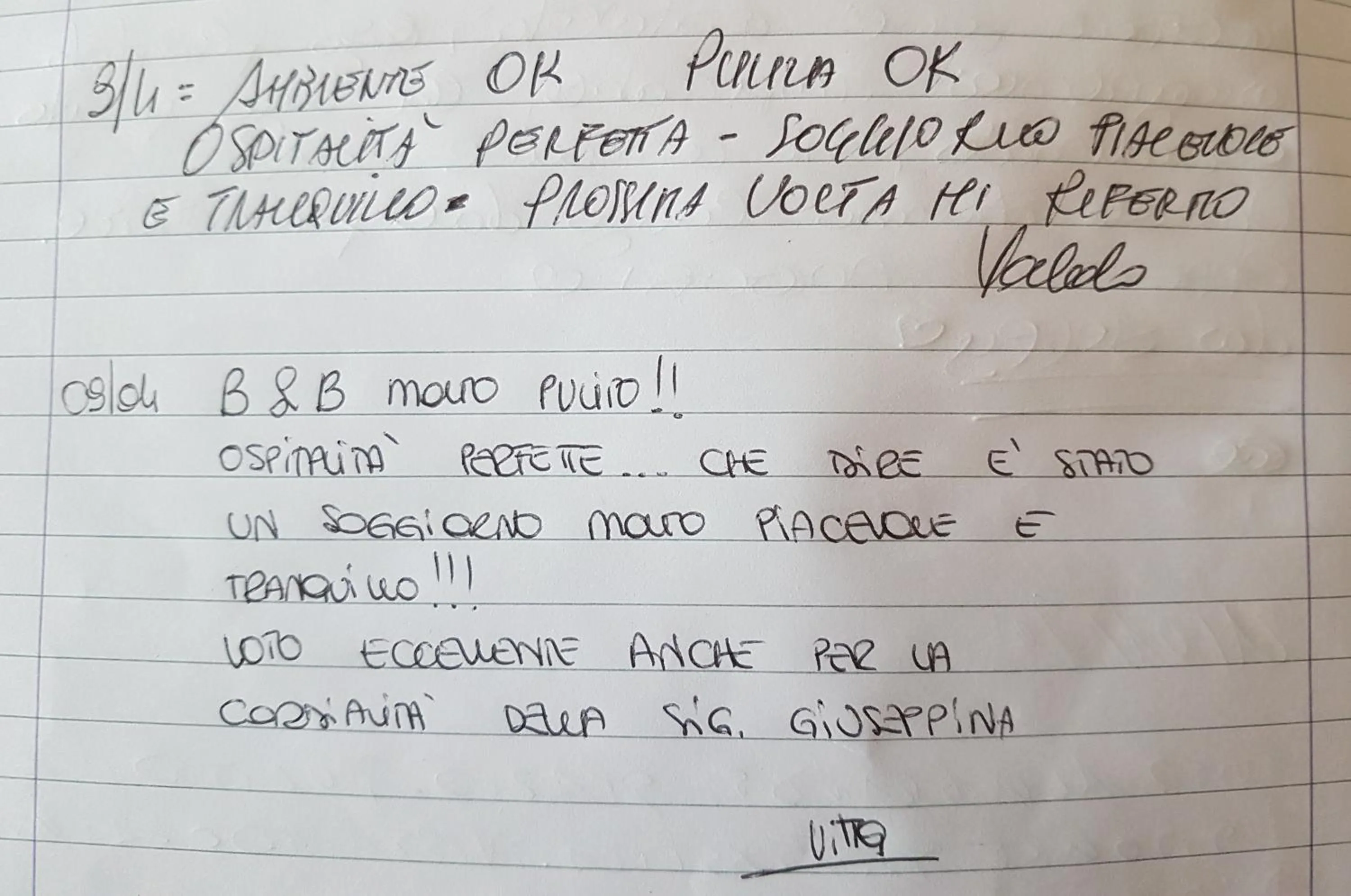 Guests in B&B Regina Elena