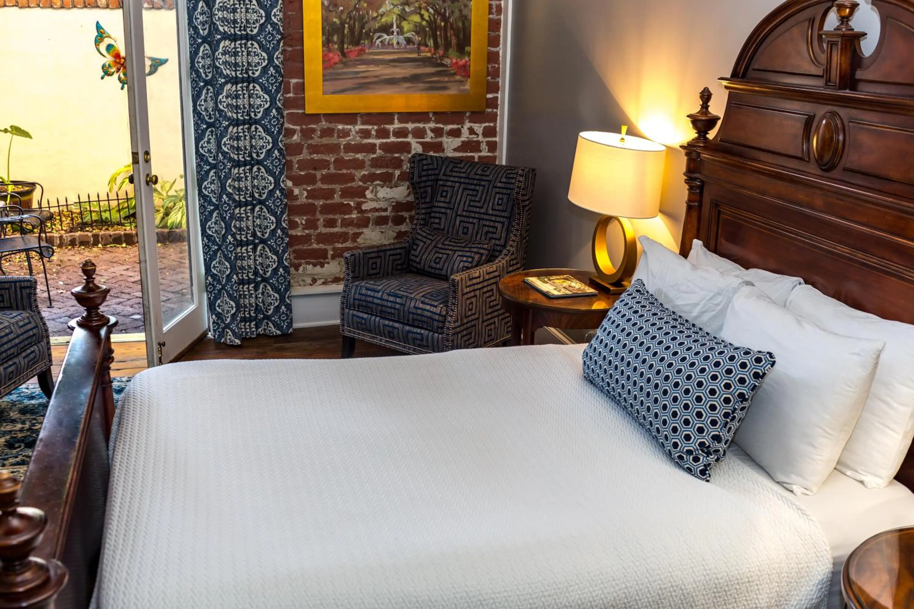 Bed in East Bay Inn, Historic Inns of Savannah Collection
