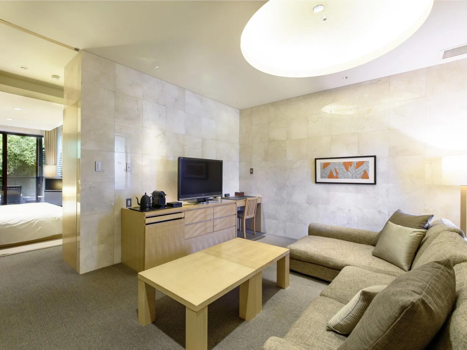 Seating area, Bed in Fufu Atami