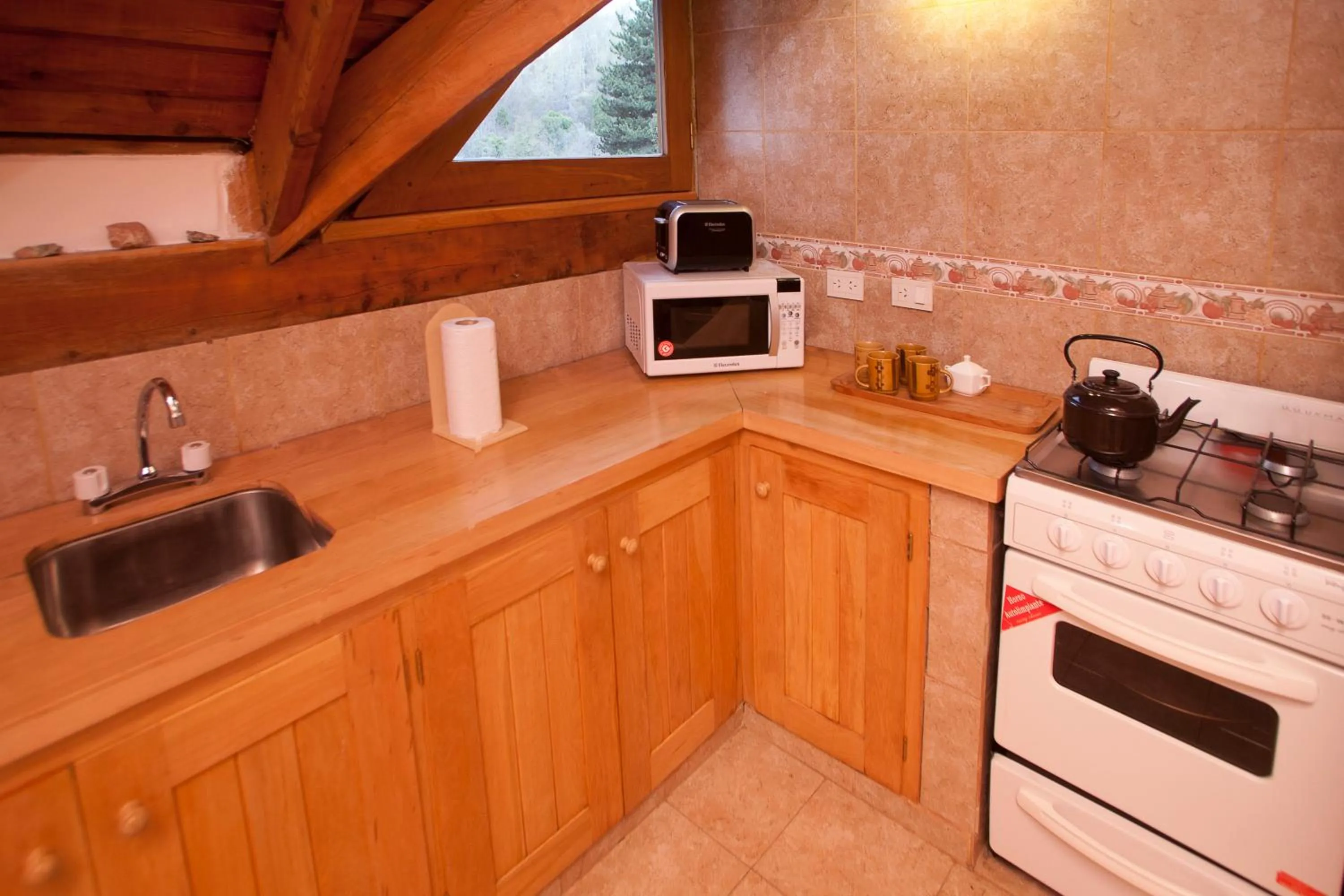 Kitchen or kitchenette in Cabañas Rucaleufu