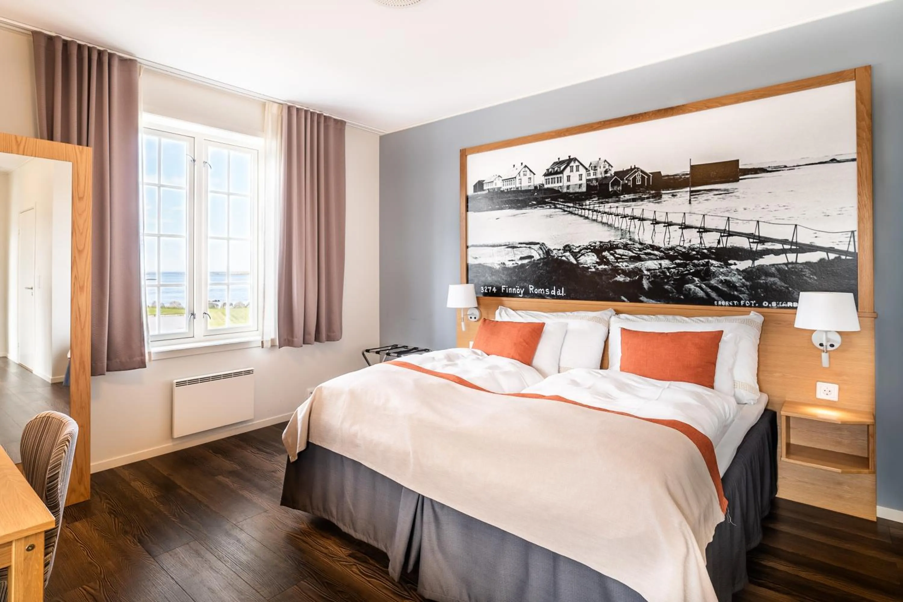 Bed in Finnøy Bryggehotell - by Classic Norway Hotels