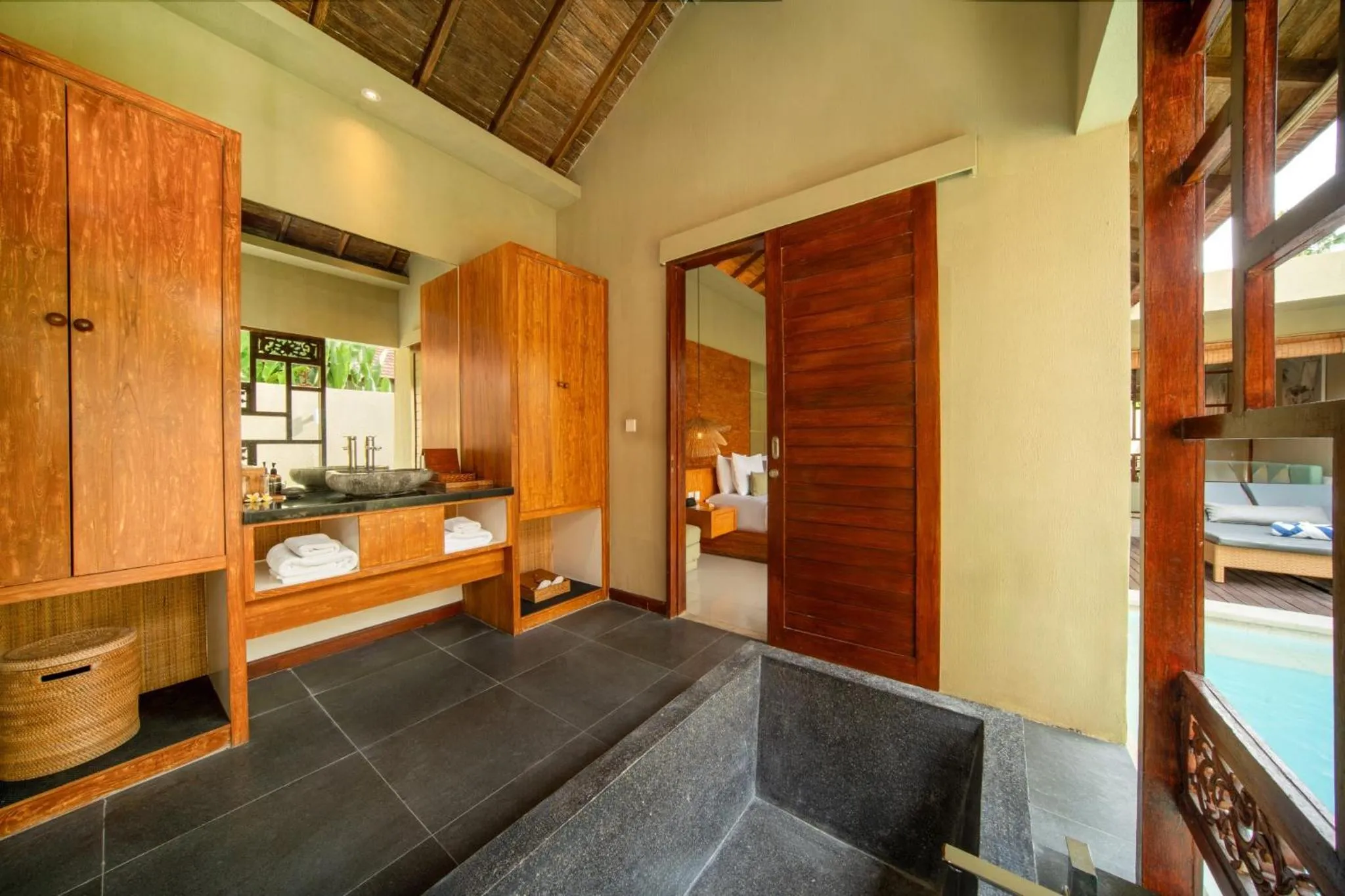 Bathroom, Bed in Manca Villa Canggu by Ini Vie Hospitality