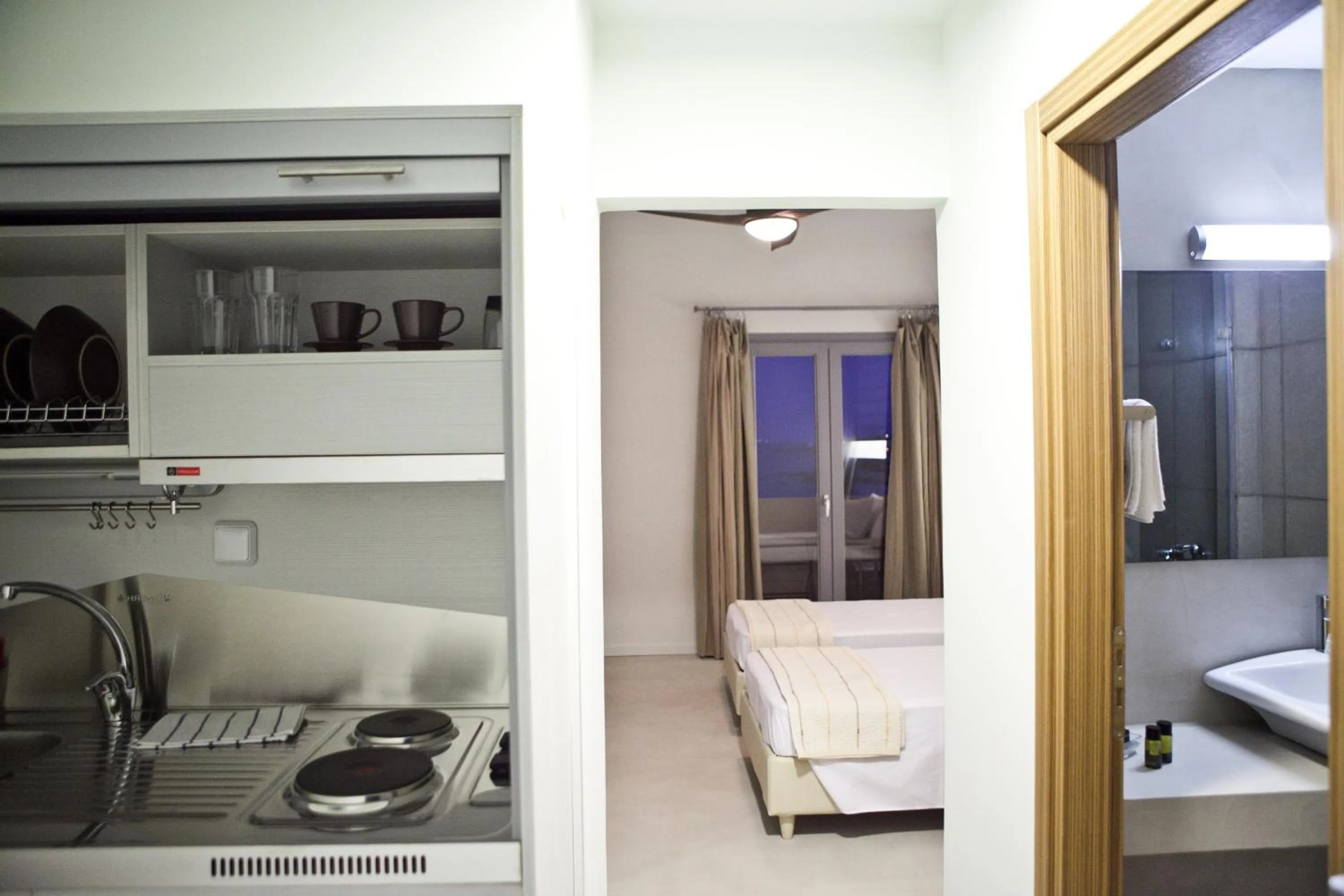 Kitchen or kitchenette in Xanthippi Hotel