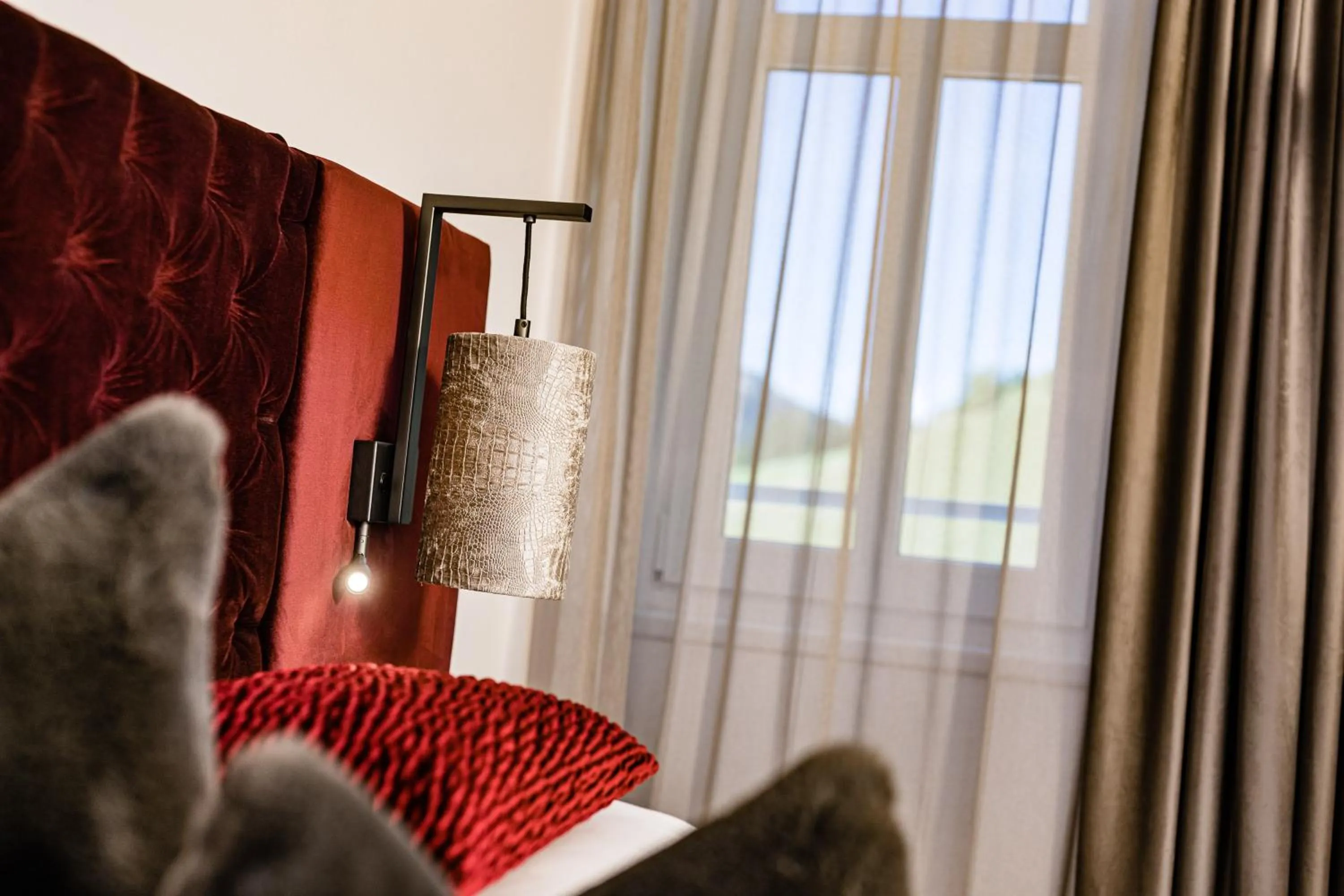 View (from property/room), Bed in Grand Hotel Wolkenstein