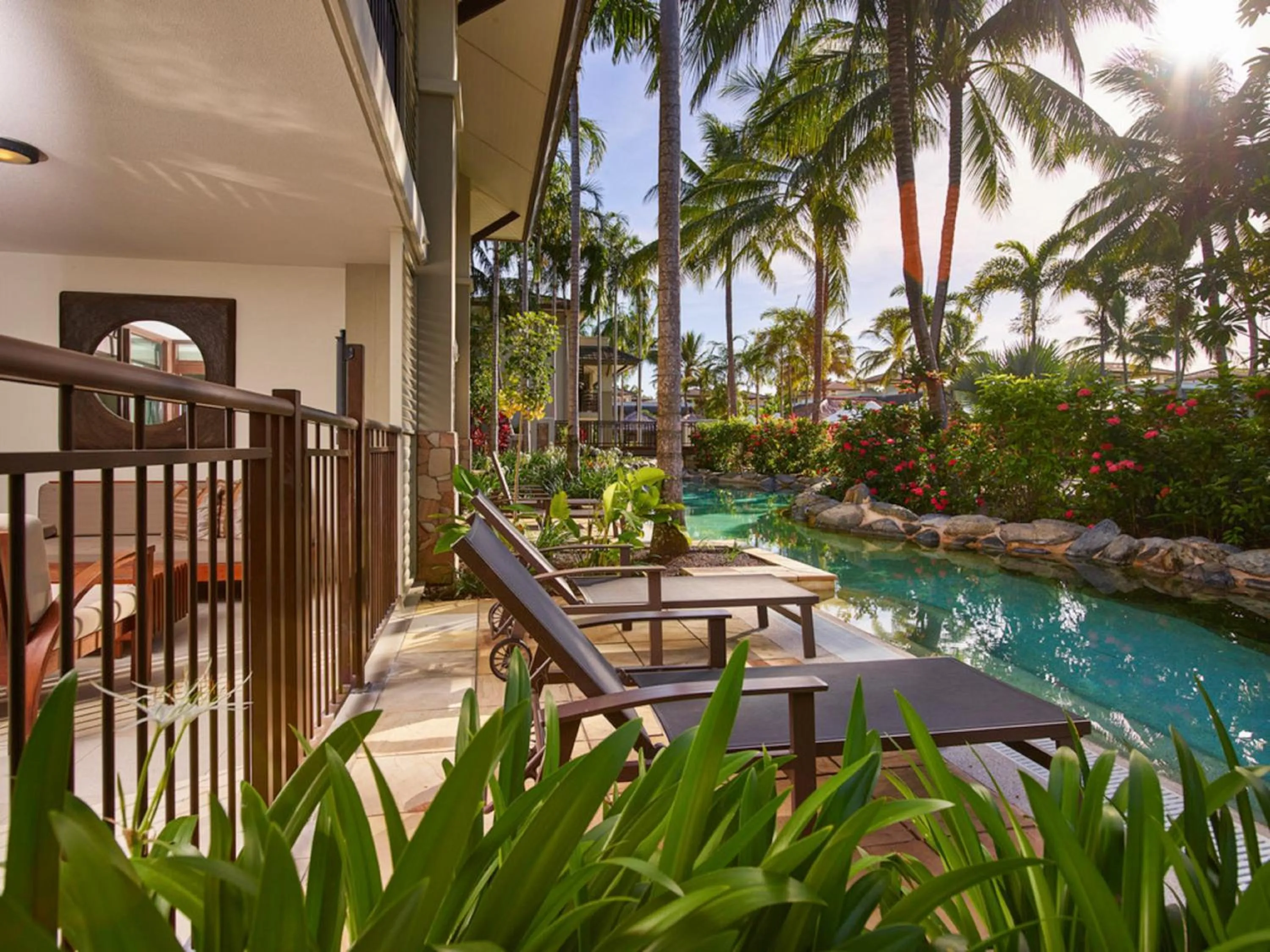 Patio in Luxury Apartments at Temple Resort and Spa Port Douglas