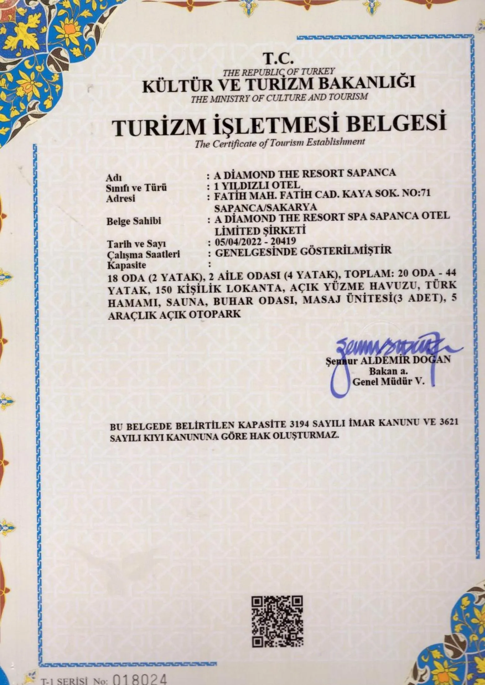 Logo/Certificate/Sign in A Diamond The Resort Spa Sapanca