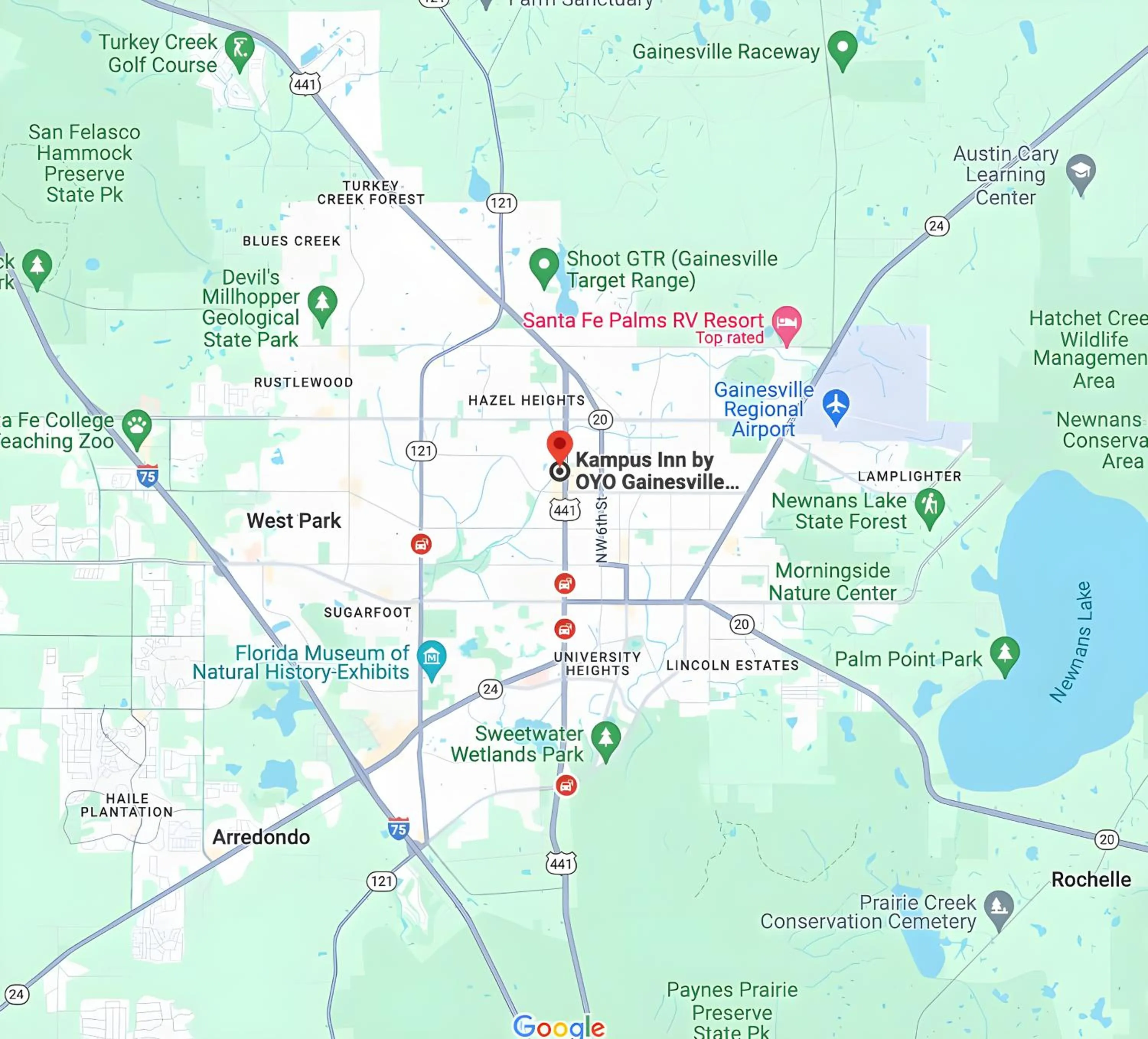 Location in Kampus Inn Gainesville - University Area Hotel