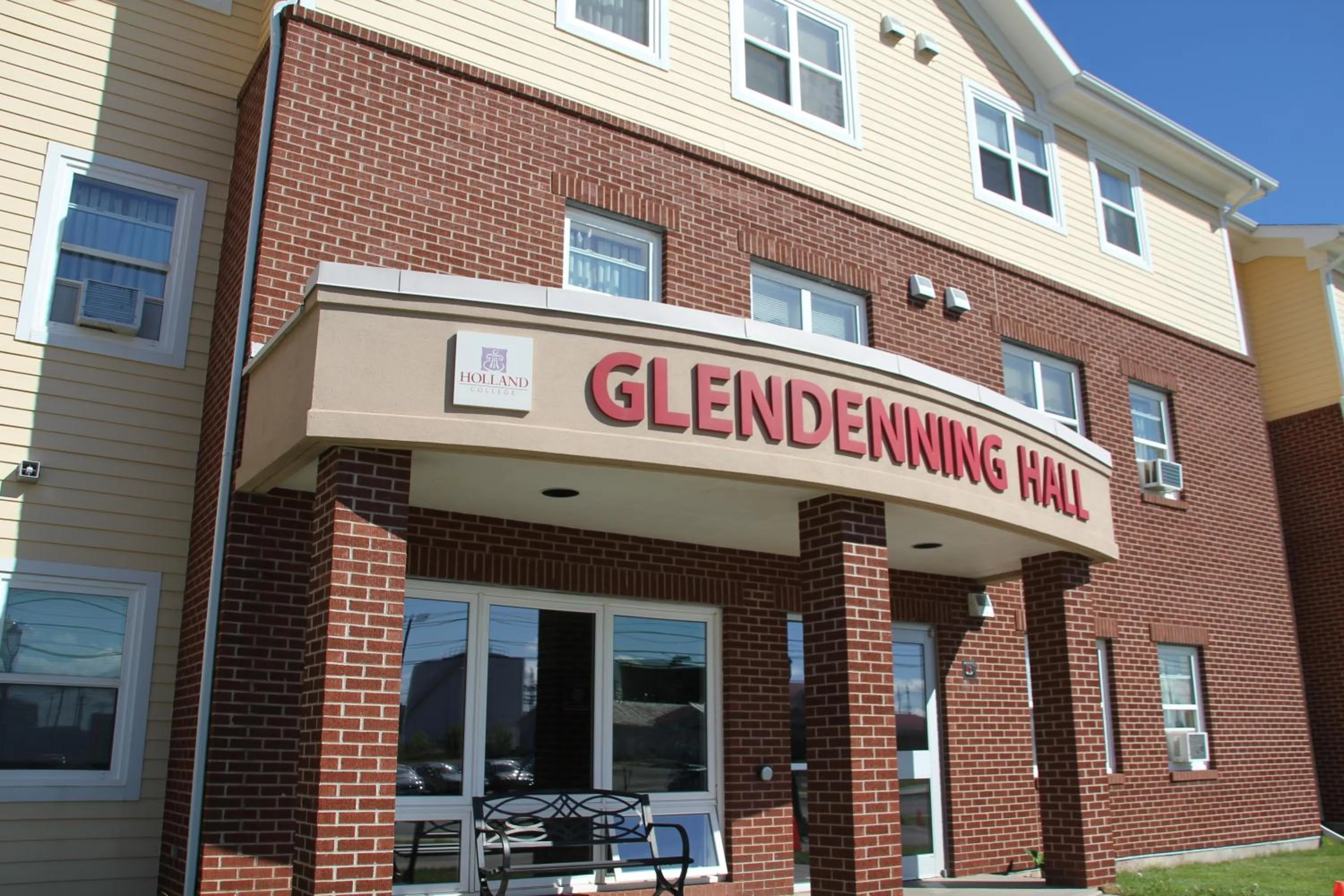 Facade/entrance in Glendenning Hall at Holland College