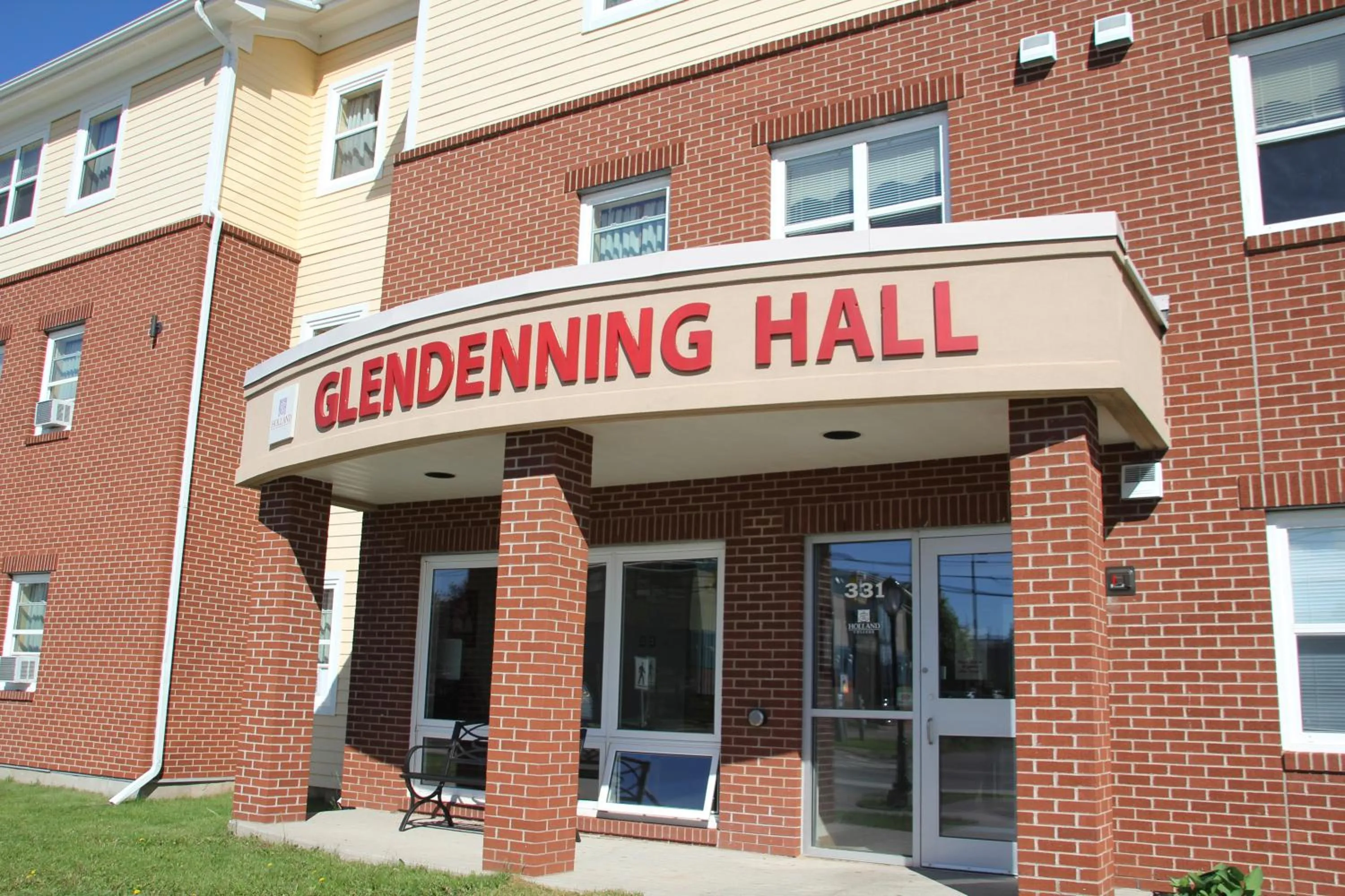 Facade/entrance in Glendenning Hall at Holland College