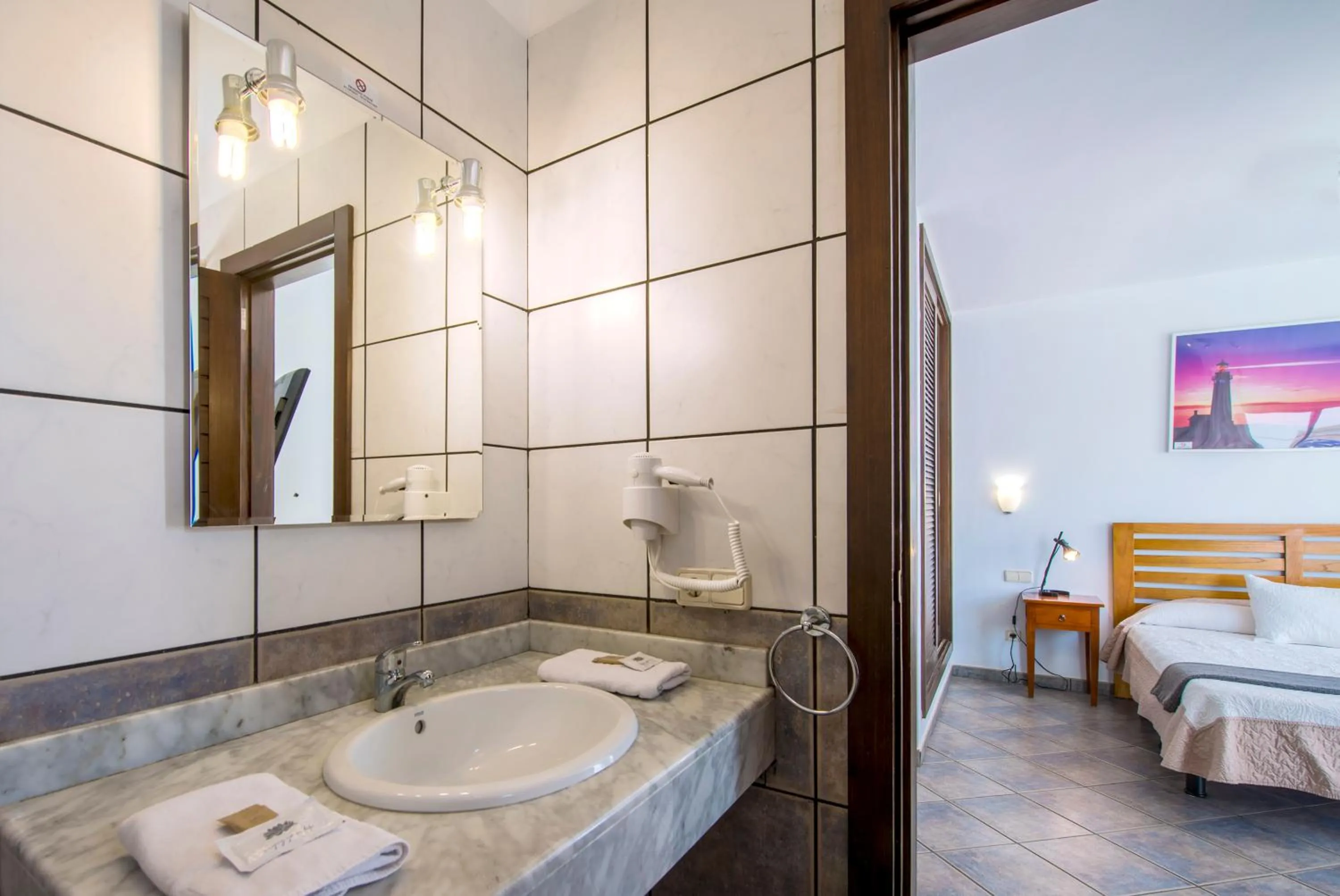 Bathroom, Bed in Villas Puerto Rubicon
