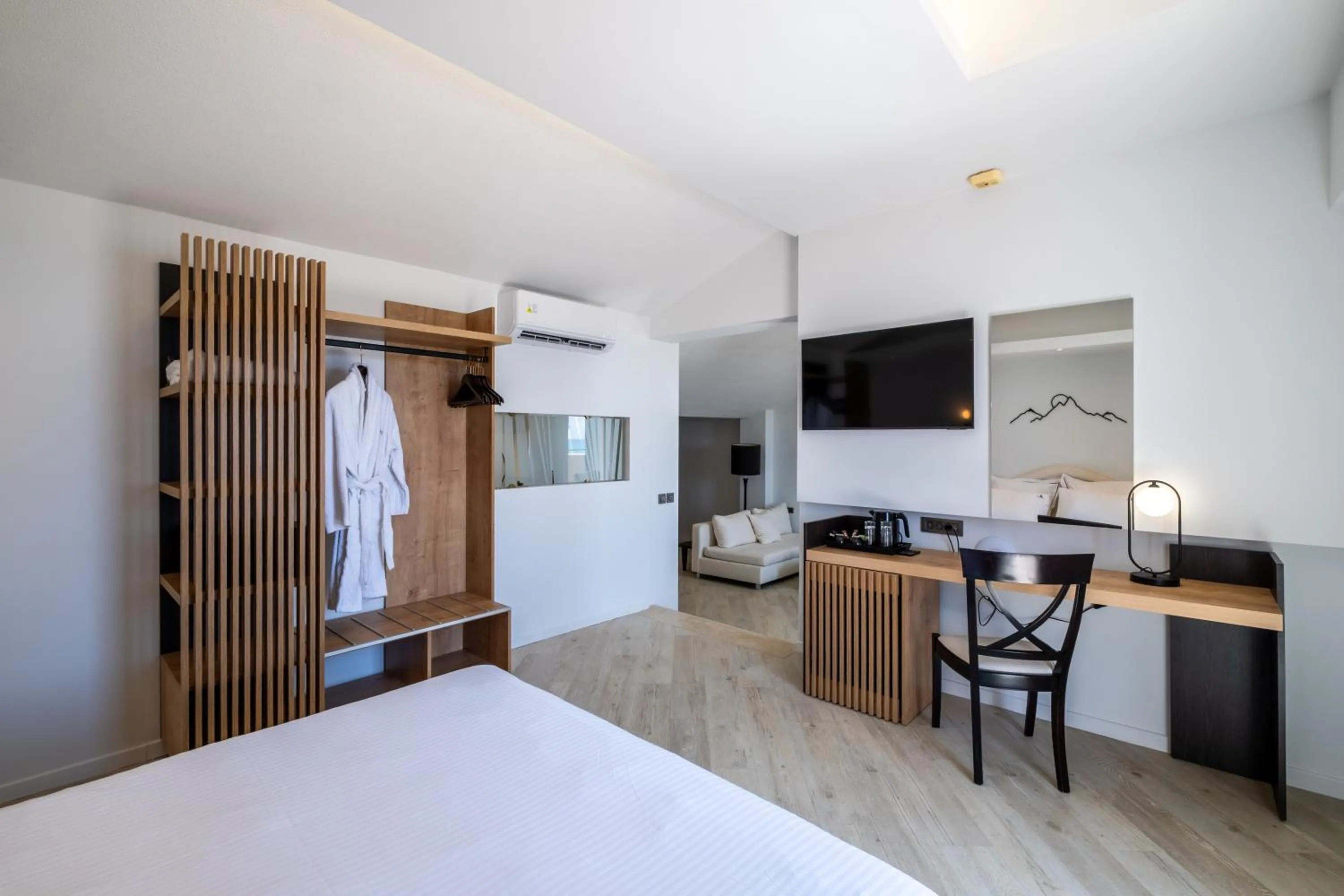 Bed in Mediterranean Beach Resort