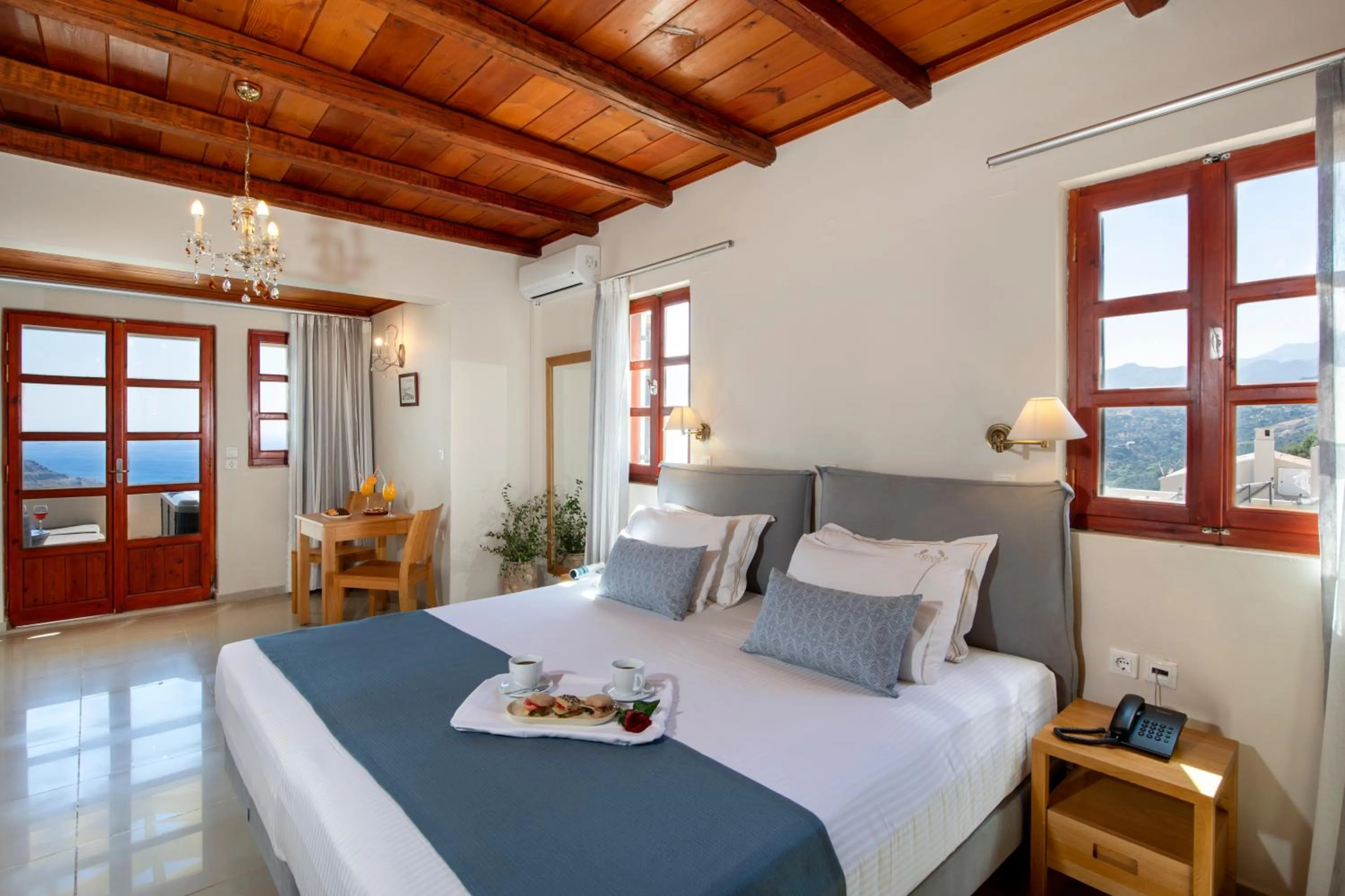 Bed in Stefanos Village Hotel