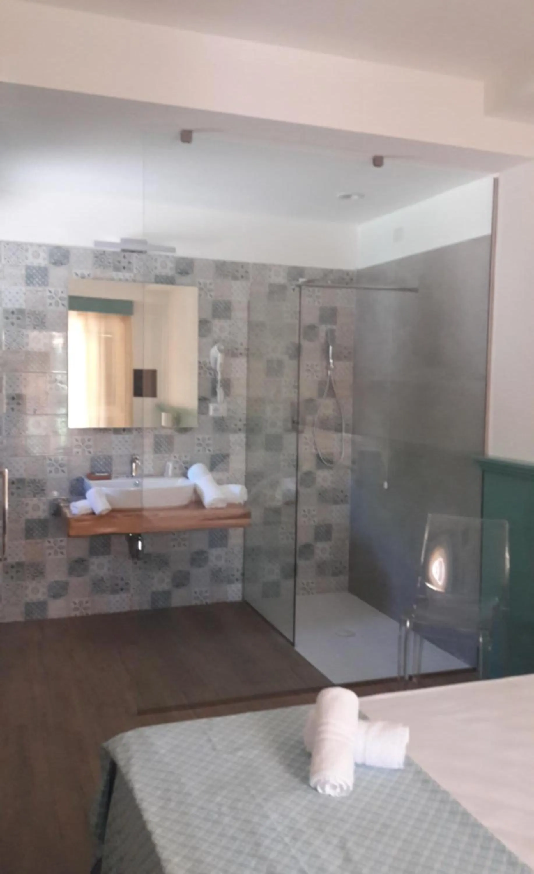 Bathroom, Bed in Resort Sciabache