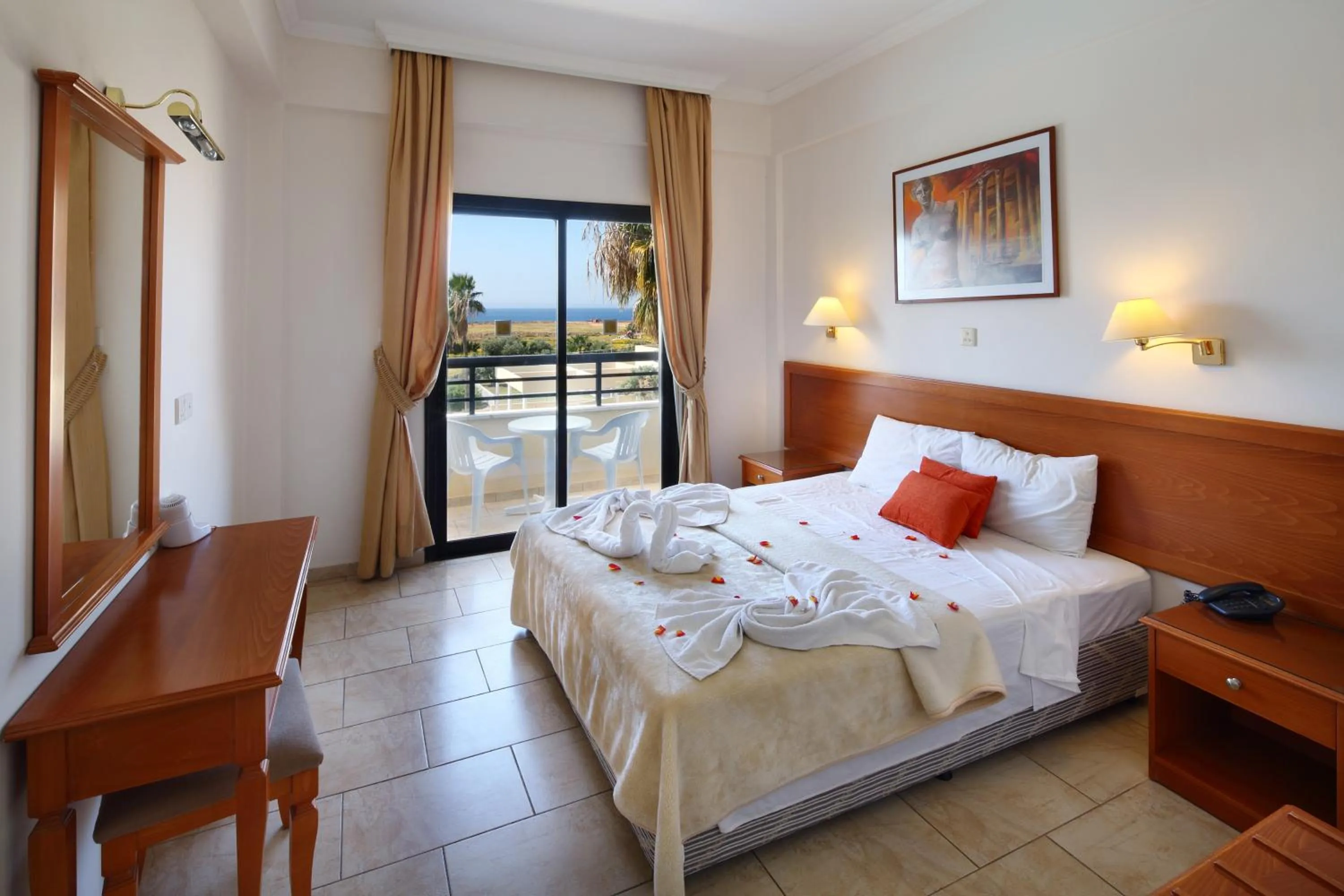 Bed in Panareti Coral Bay Villas