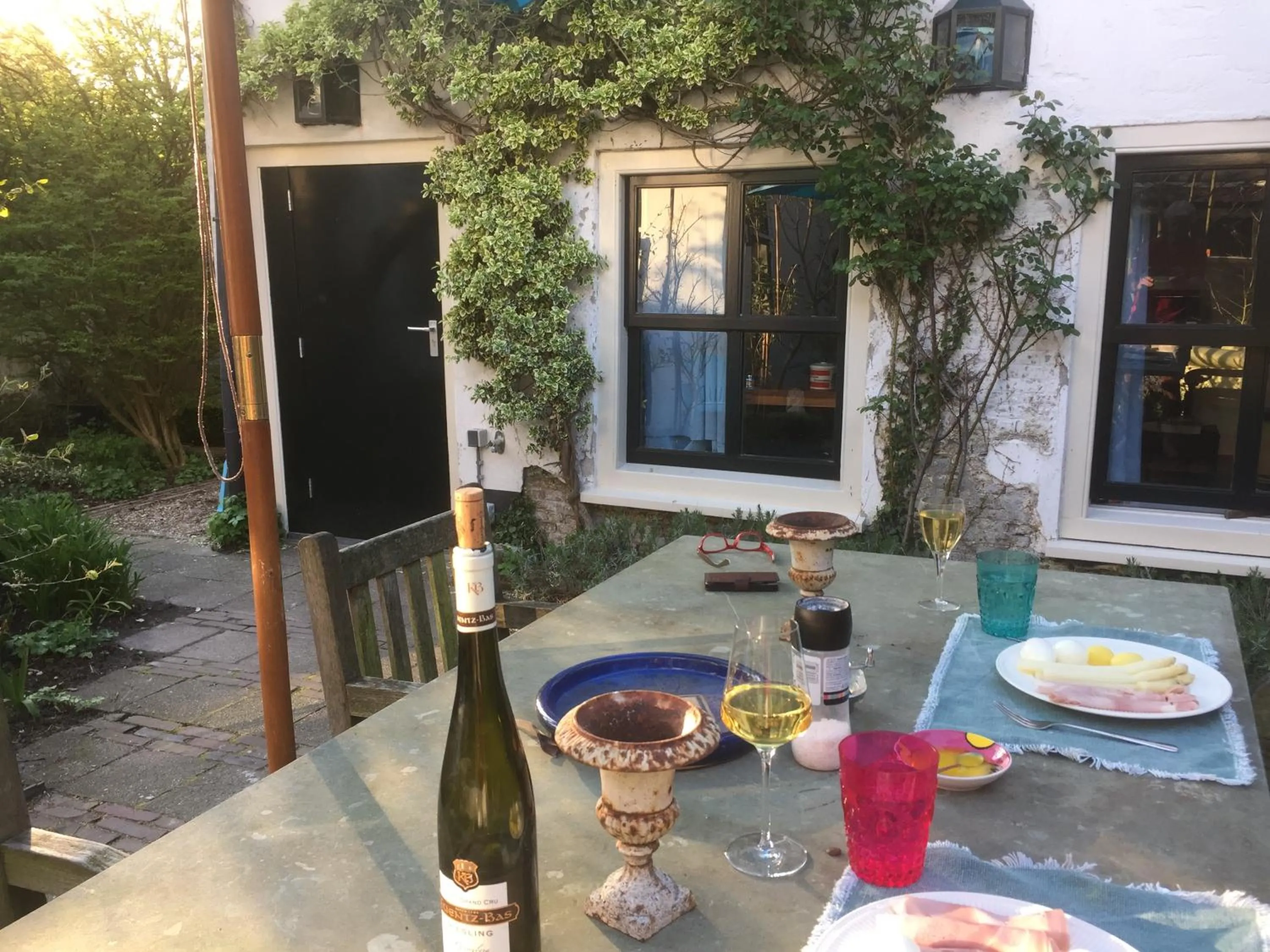 Patio in Apple Tree Cottage - charming home at beautiful canal in our idyllic garden