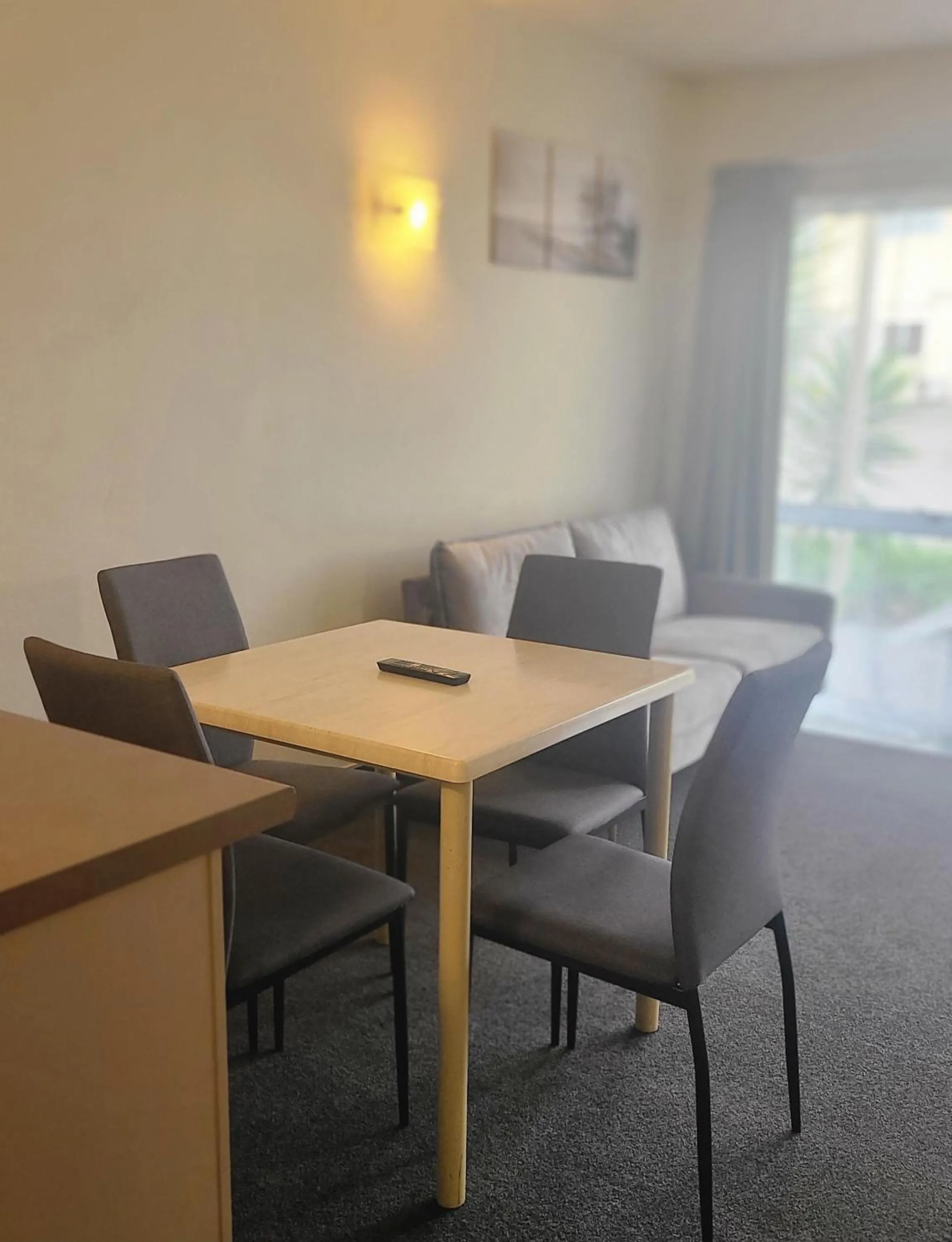 Living room in BK's Fountain Court Motel