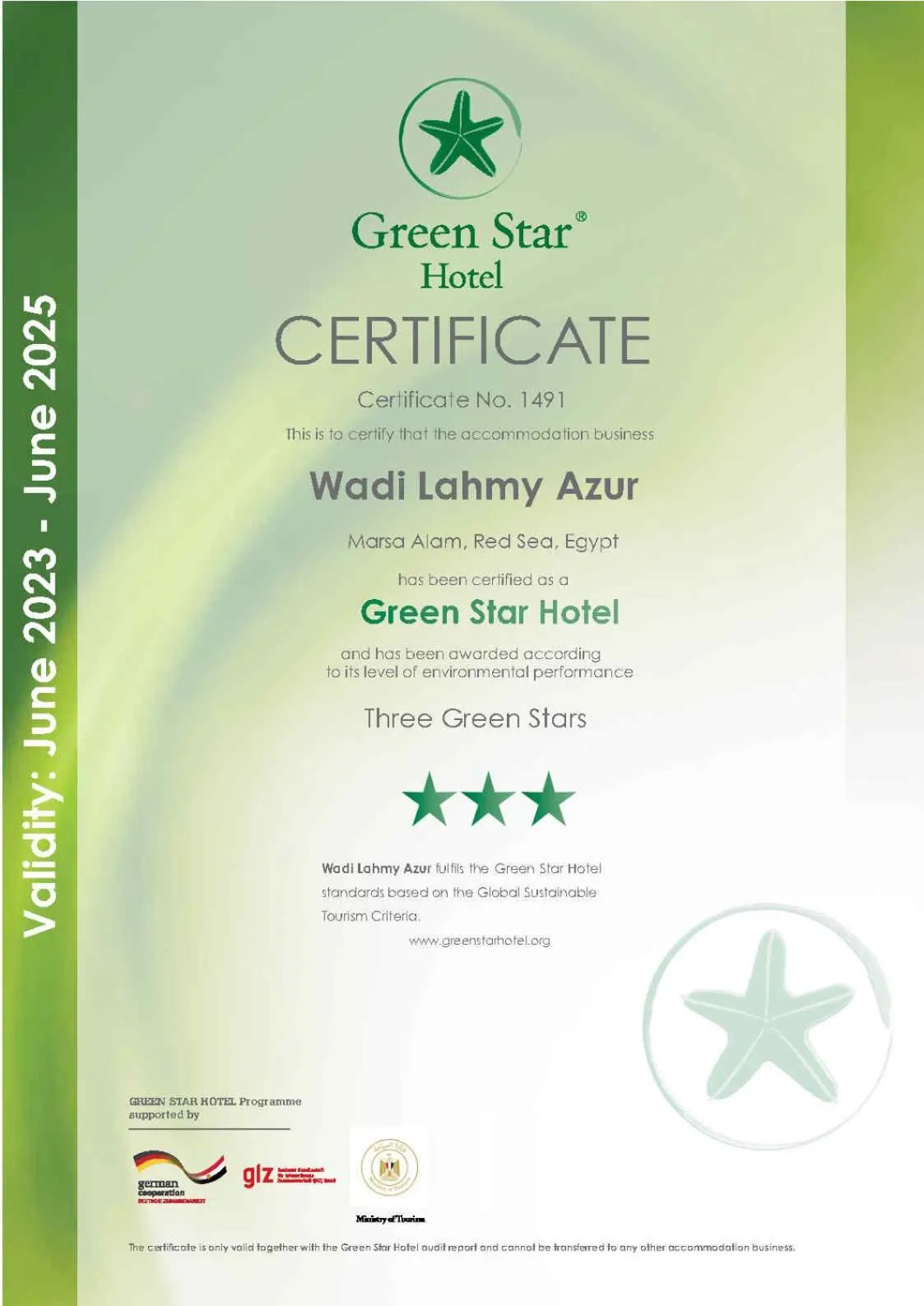 Certificate/Award in Wadi Lahmy Azur Resort - Soft All-Inclusive