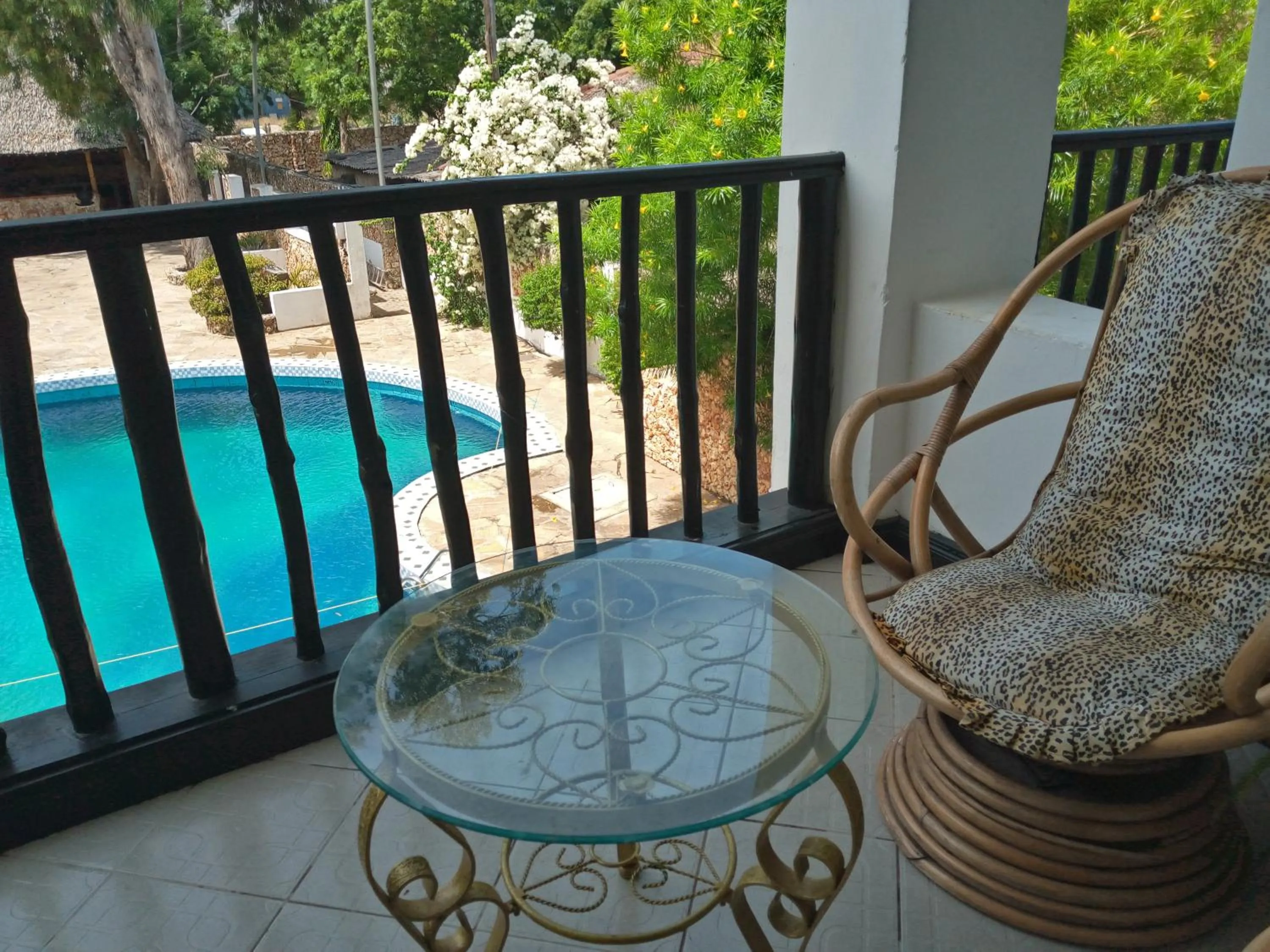 Balcony/Terrace, Pool View in Serene Hotel