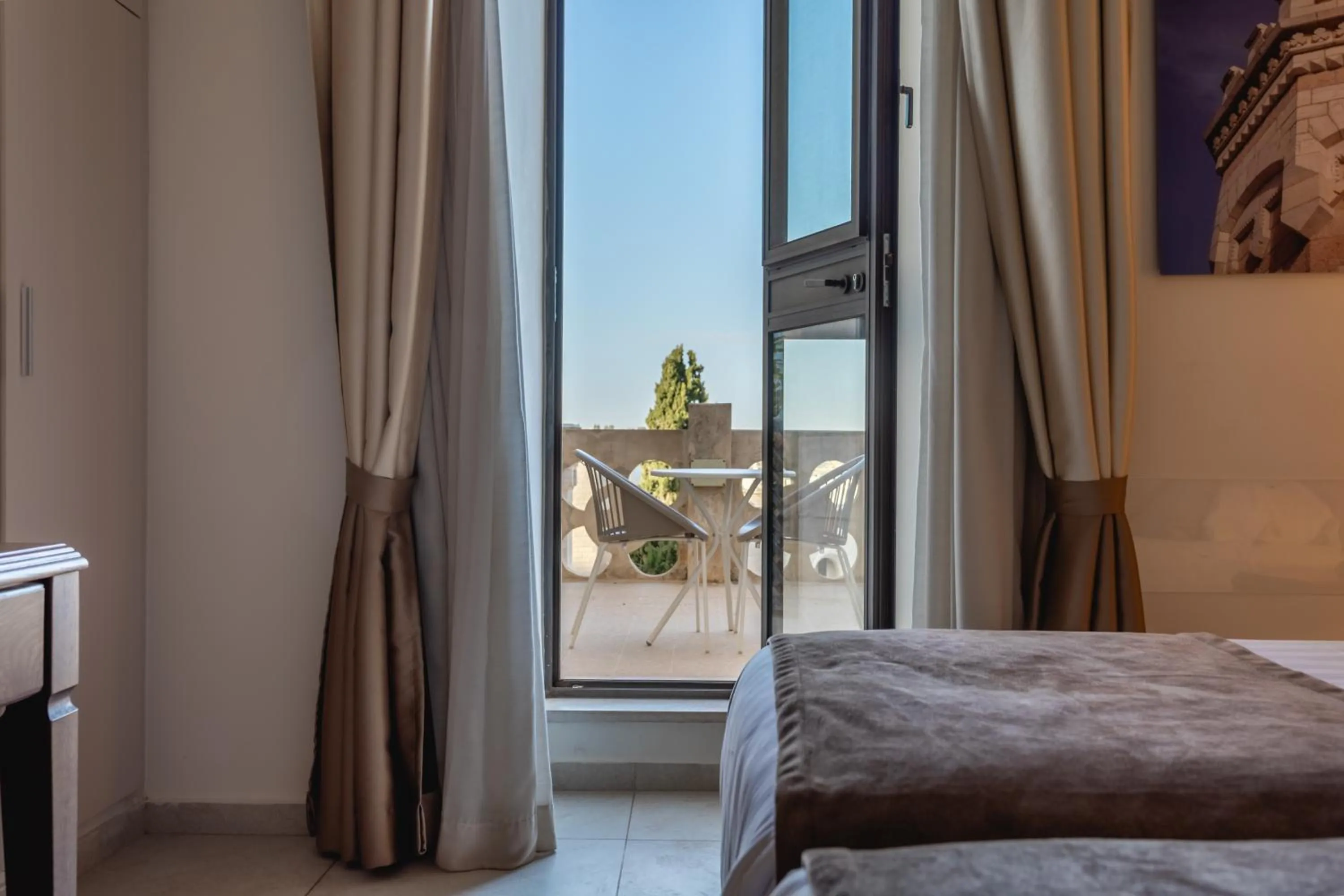 View (from property/room), Bed in Notre Dame of Jerusalem Center