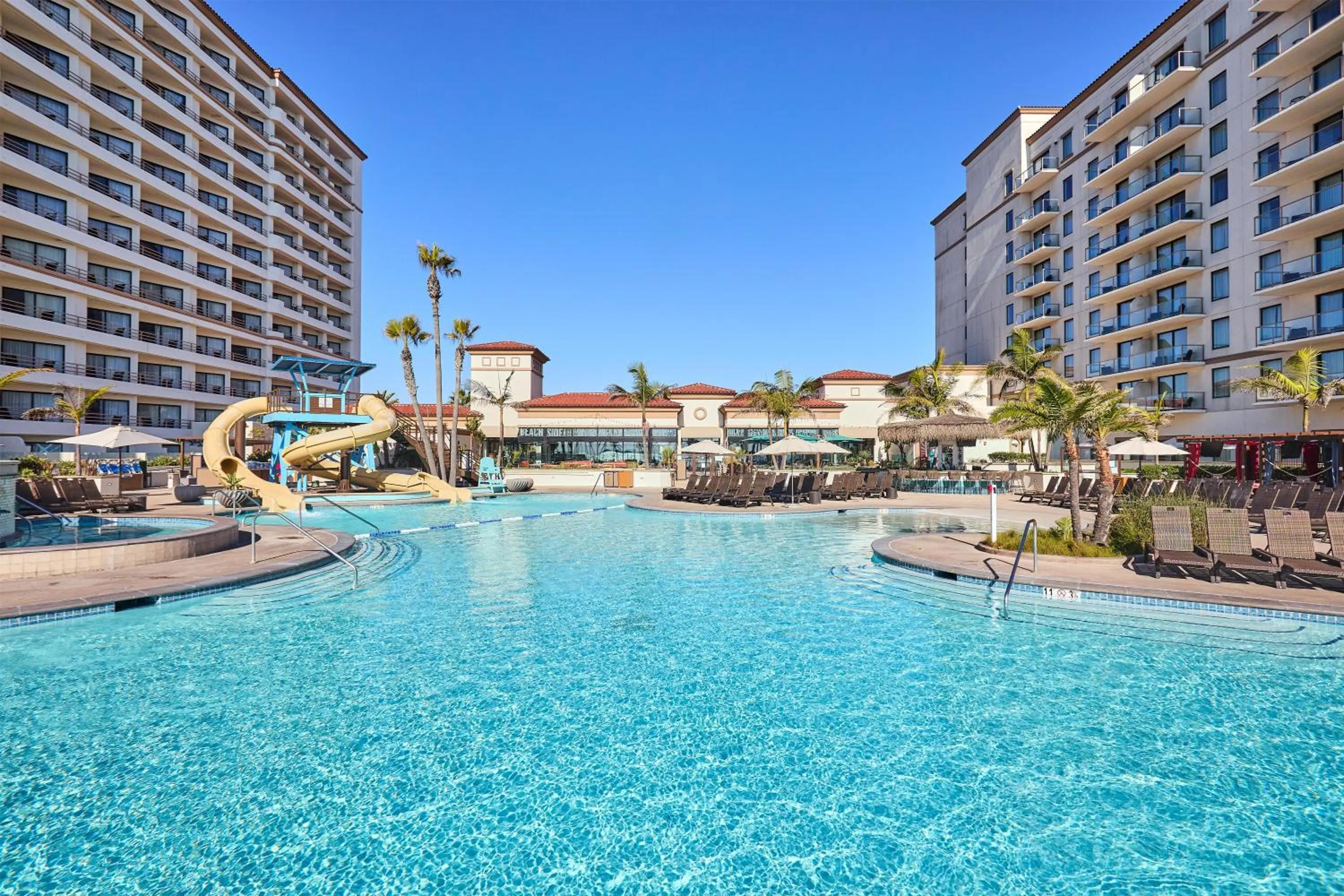 Pool view in The Waterfront Beach Resort, A Hilton Hotel