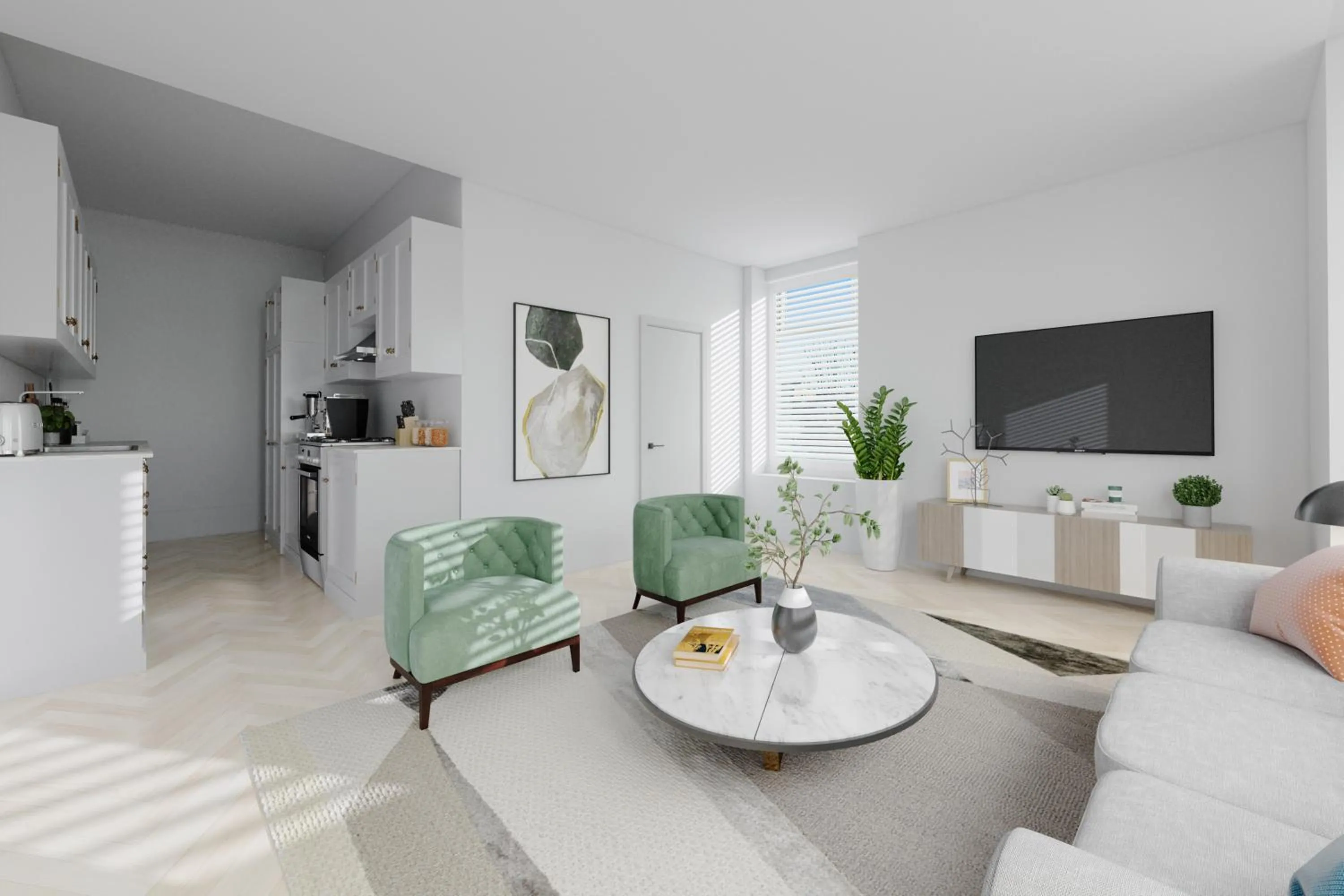 Living room in Mode - The Old School House