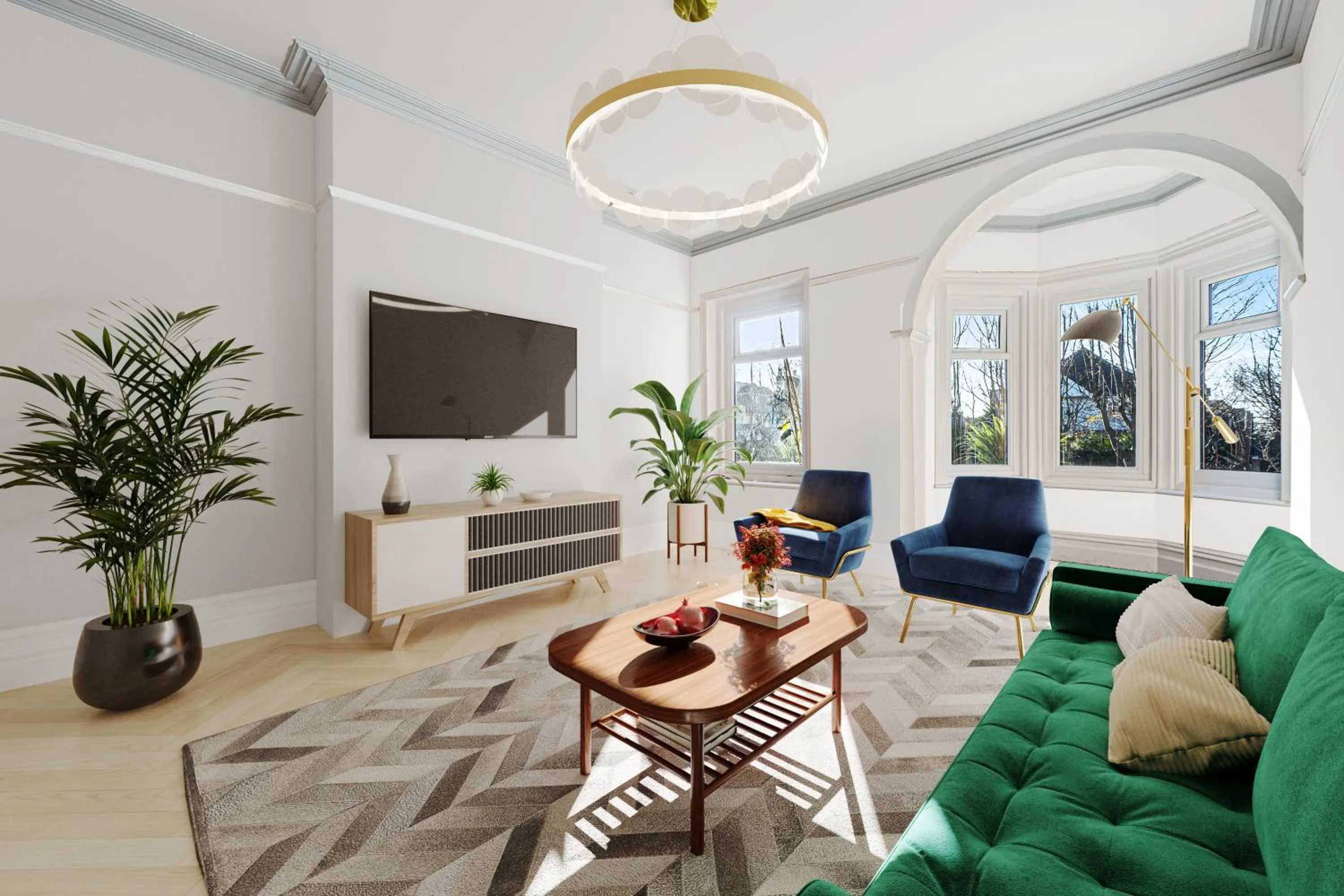 Living room in Mode - The Old School House