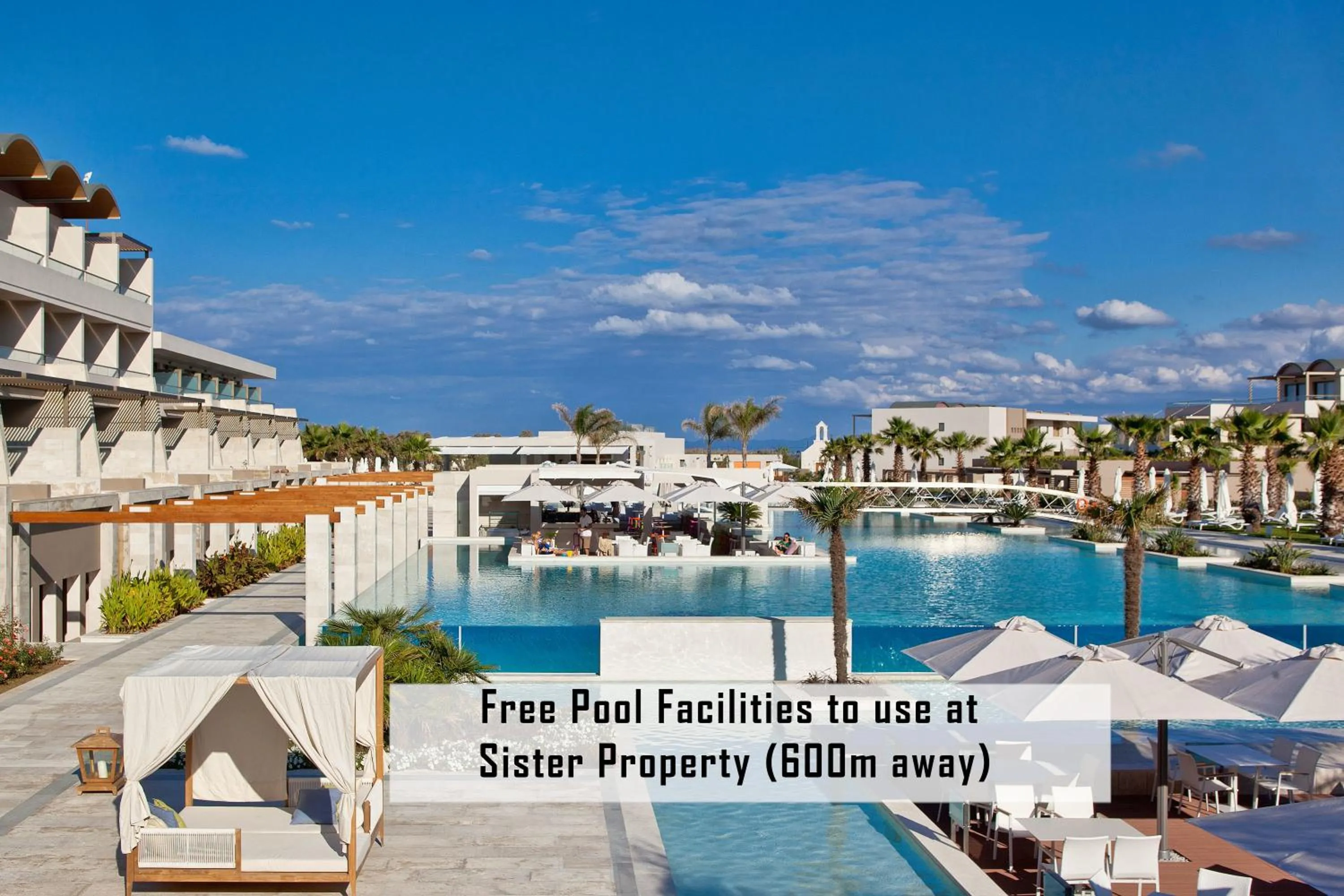 Pool view in Avra Apartments Kolymbari Harbour