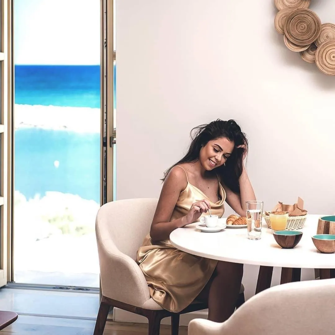 Dining area in Avra Apartments Kolymbari Harbour