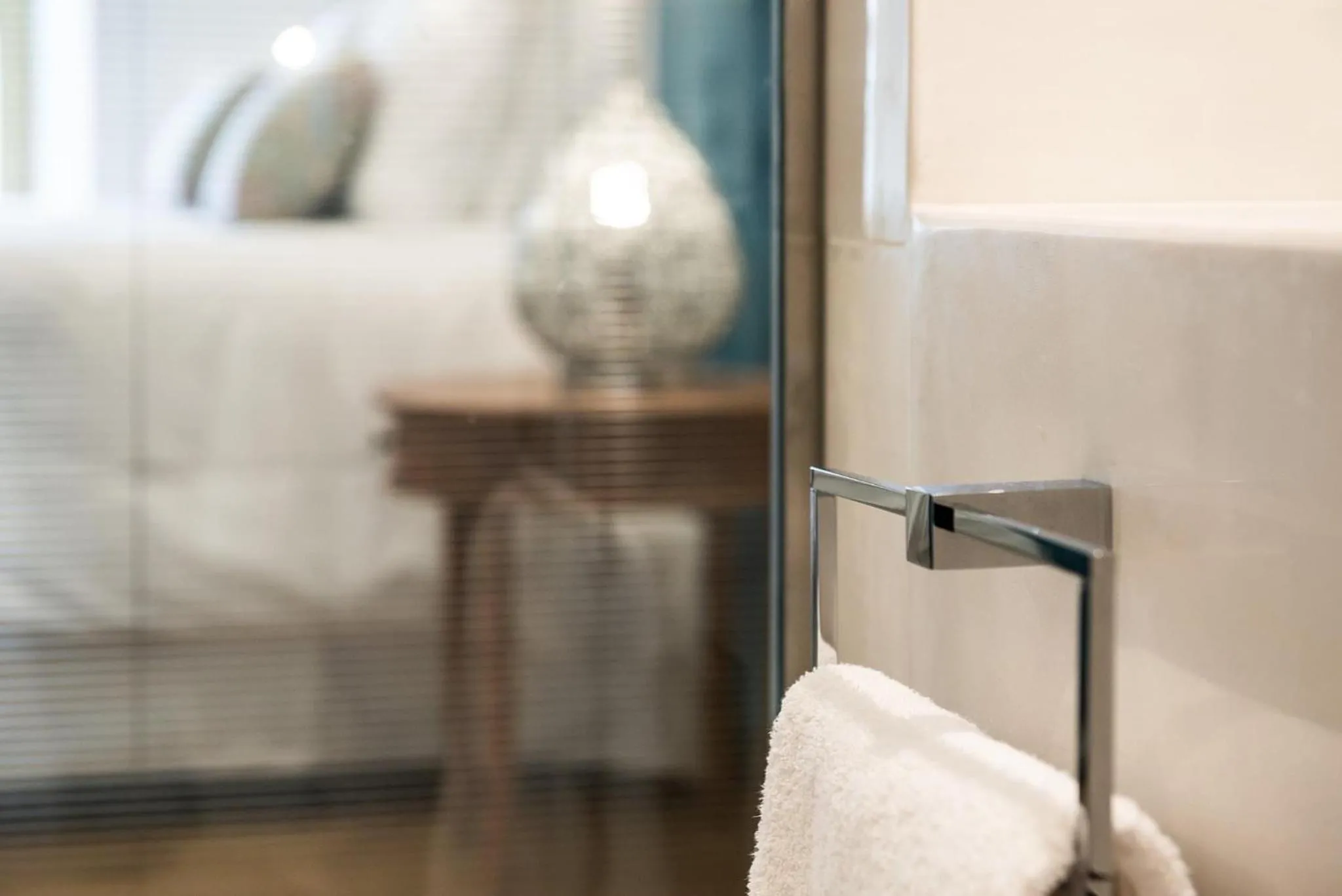 Bathroom, Bed in Avra Apartments Kolymbari Harbour