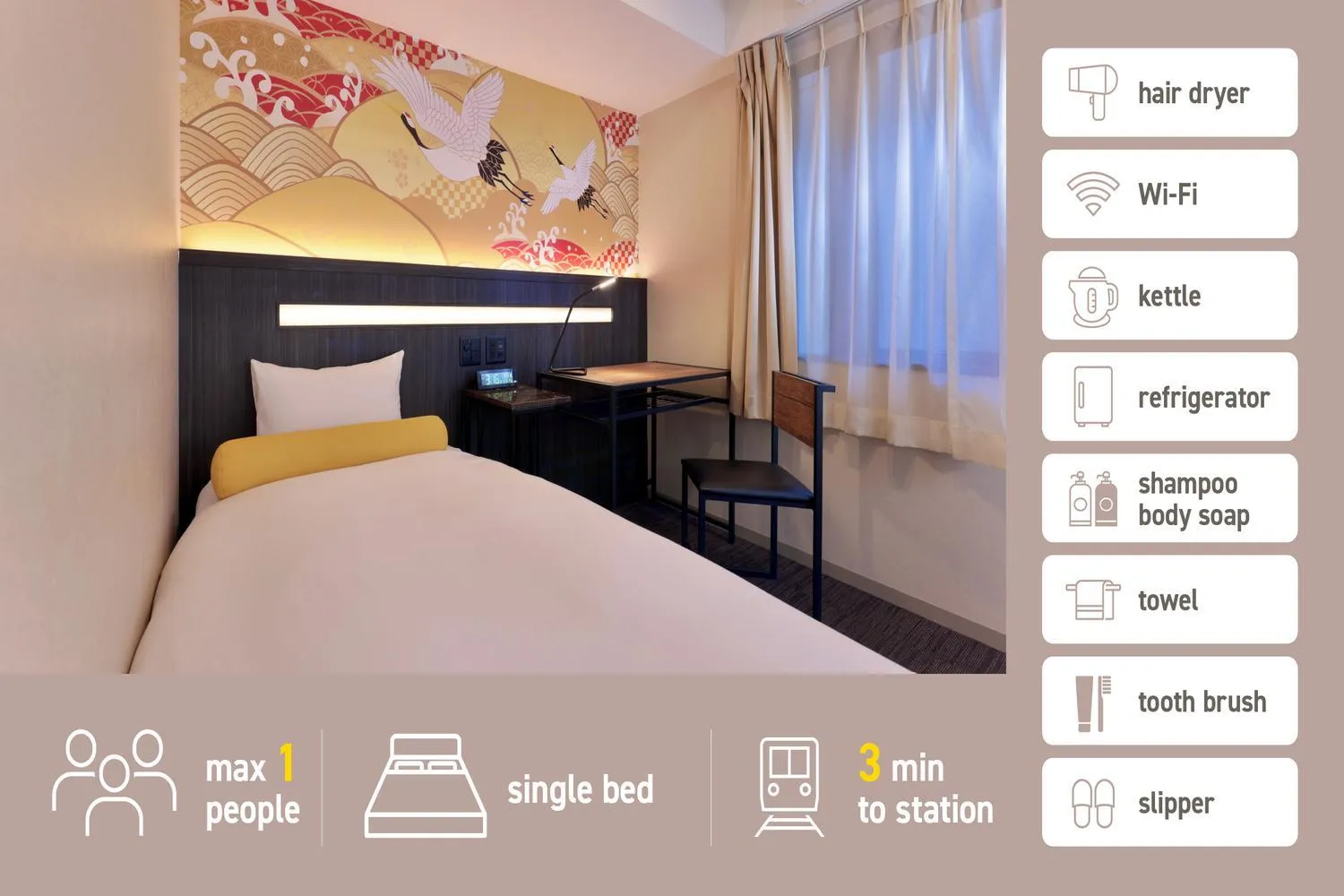 Bed in Kuromon Crystal Hotel