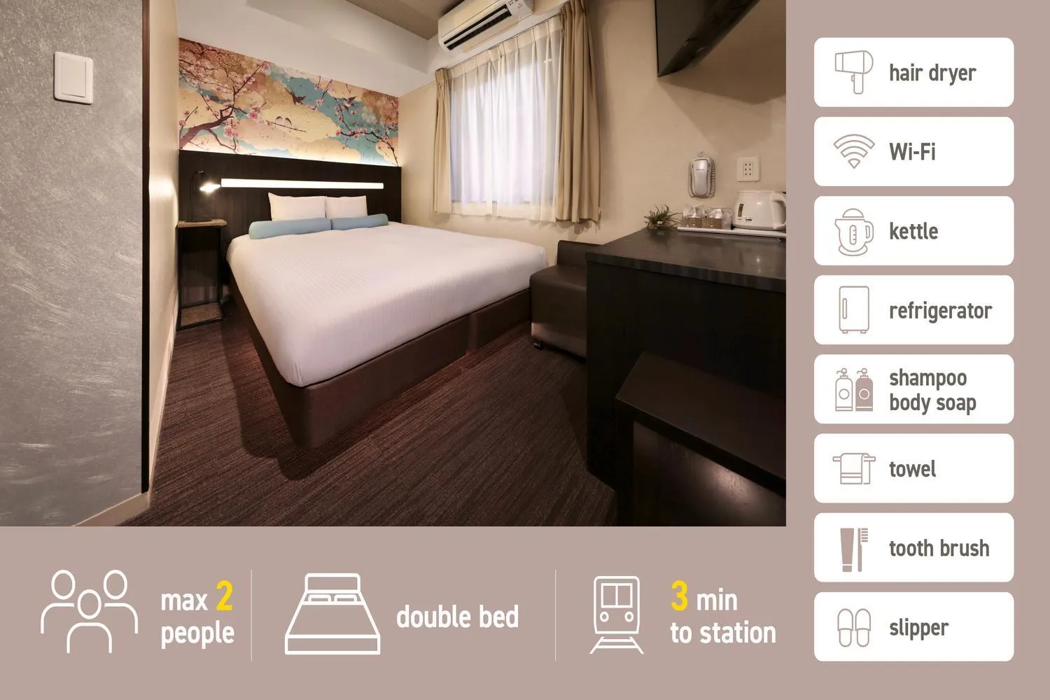 Bed in Kuromon Crystal Hotel