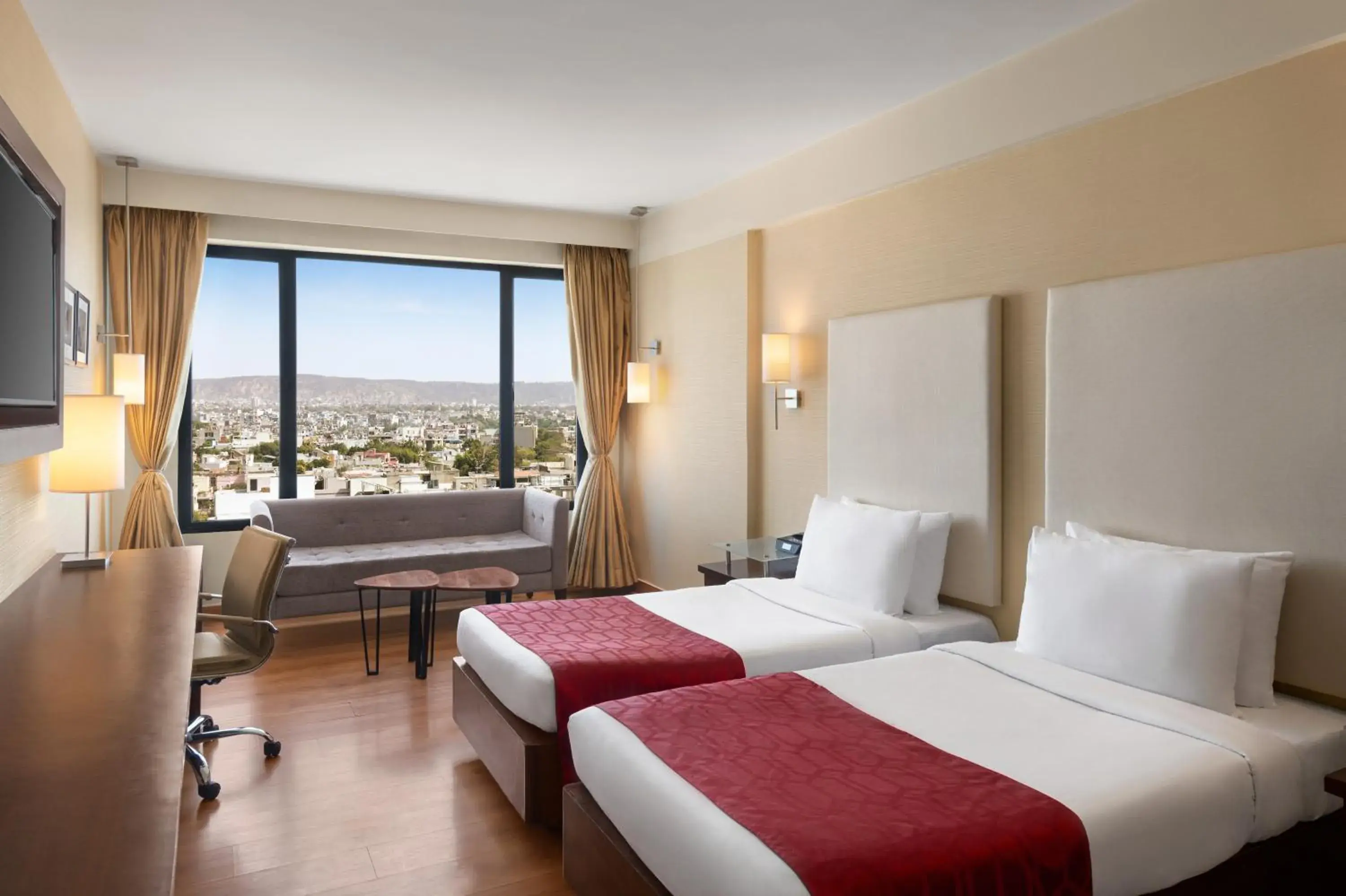 View (from property/room), Bed in Ramada by Wyndham Jaipur North View (from property/room), Bed in Ramada by Wyndham Jaipur North