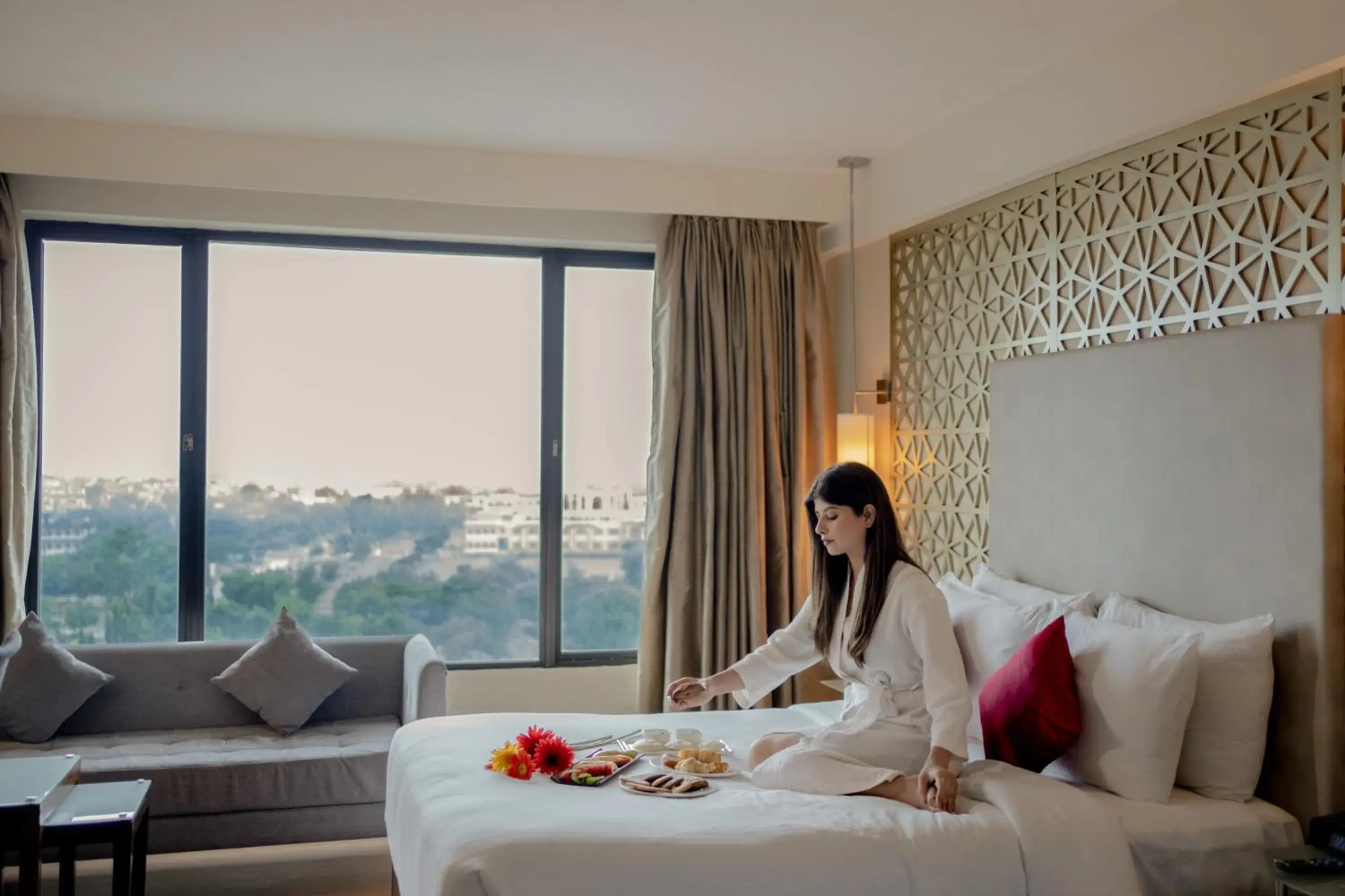 View (from property/room), Bed in Ramada by Wyndham Jaipur North View (from property/room), Bed in Ramada by Wyndham Jaipur North
