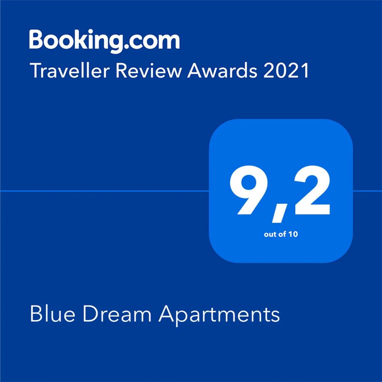 Certificate/Award in Blue Dream Apartments