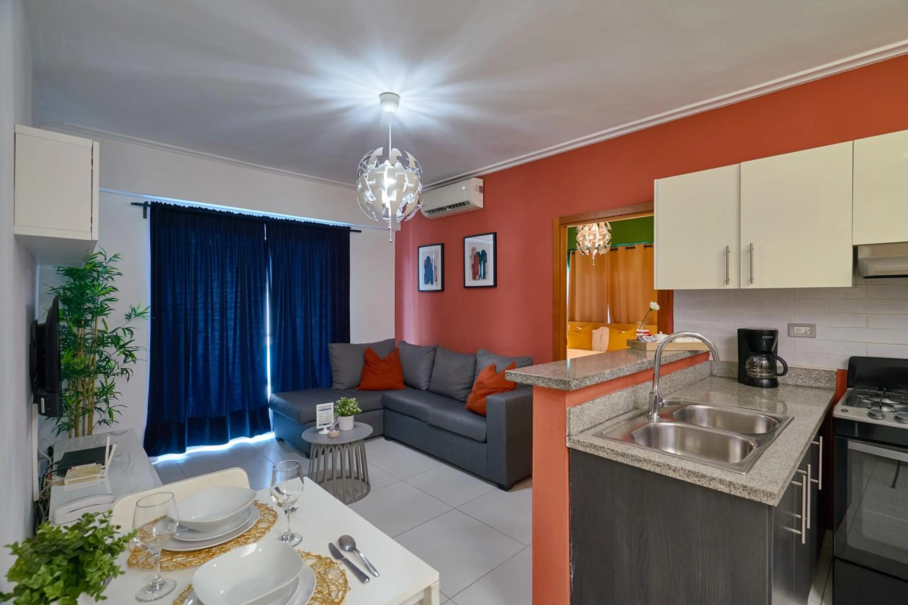 Living room in Central Park Tower