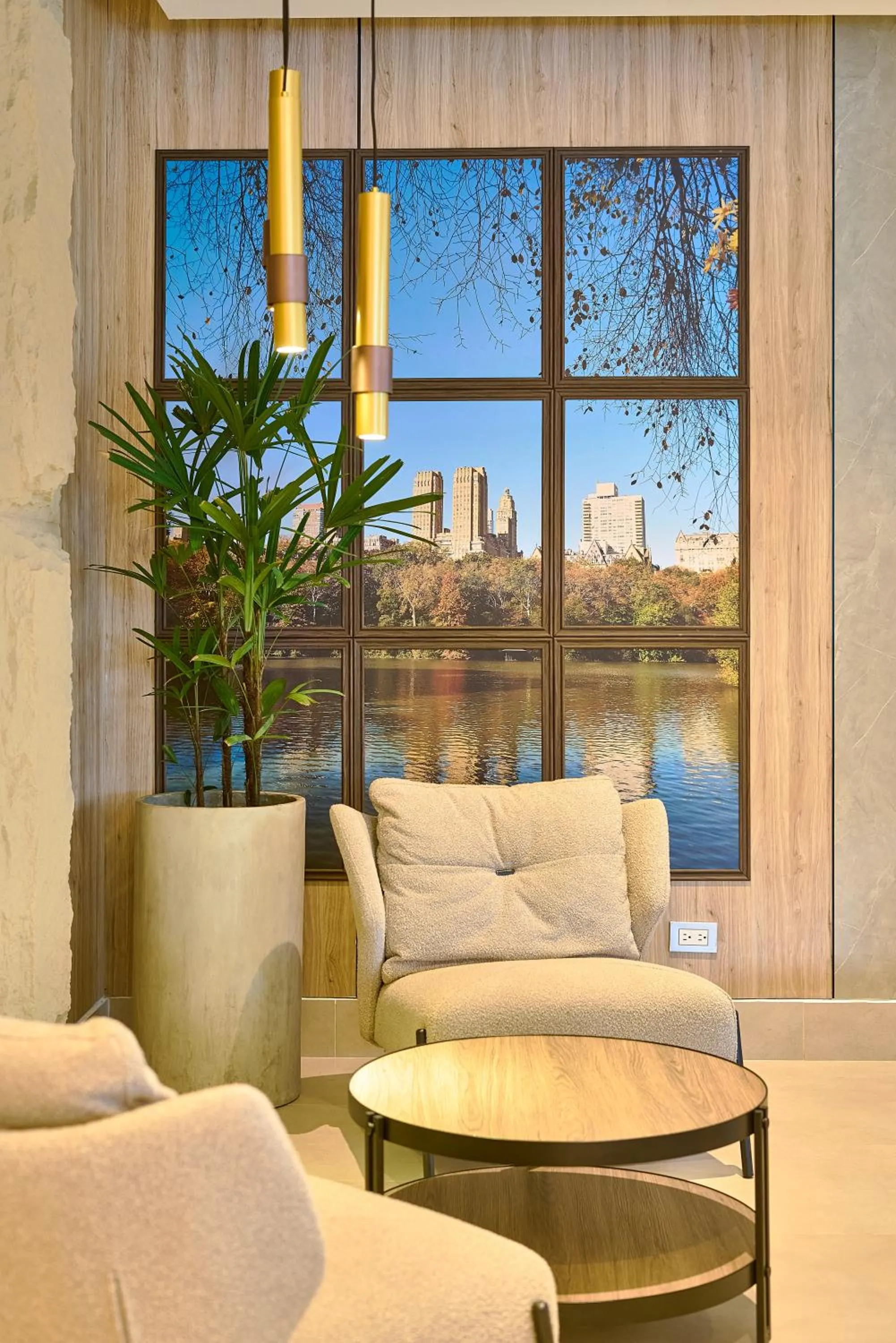 Seating area in Central Park Tower