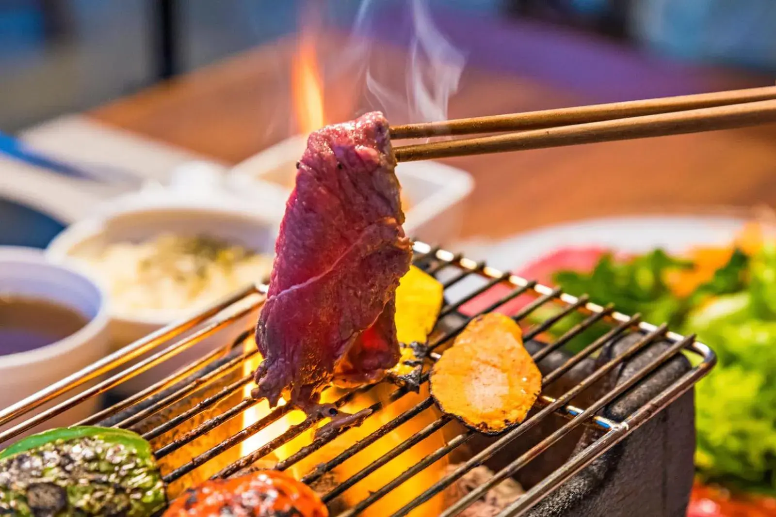 Food close-up in Onsen at Moncham Food close-up in Onsen at Moncham